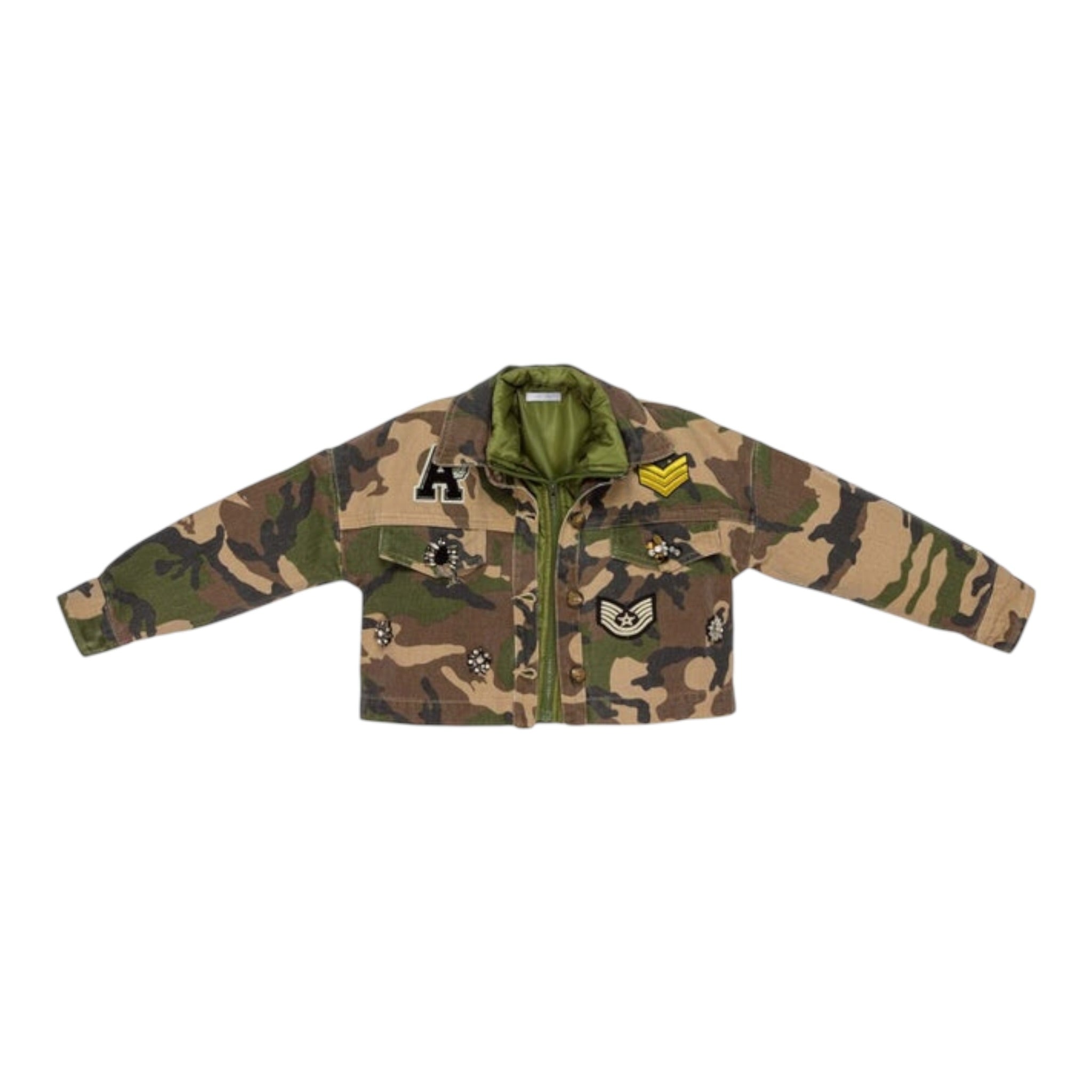 Lu Lu By Miss Grant Giubbino tinta unita con Fantasia Militare Verde per Bambina LL4016 VERDE LU LU BY MISS GRANT 