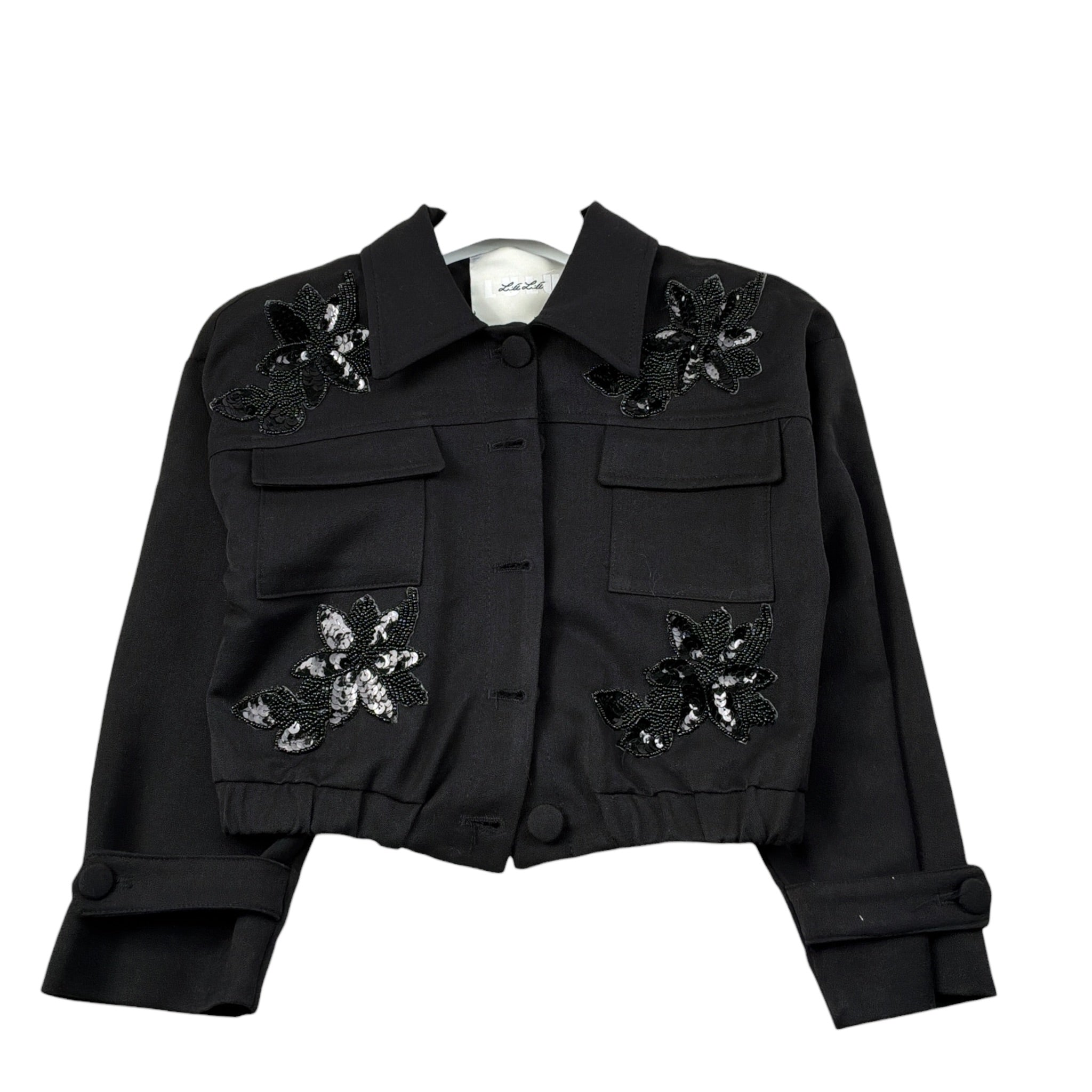 Lu Lu By Miss Grant Giubbino tinta unita con Paillettes Nero per Bambina LL4082 NERO LU LU BY MISS GRANT 