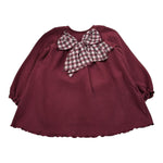 U+È Abito tinta unita con Fiocco Bordeaux per Bambina UE1952 BORDEAUX U+è 