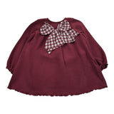 U+È Abito tinta unita con Fiocco Bordeaux per Bambina UE1952 BORDEAUX U+è 