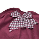 U+È Abito tinta unita con Fiocco Bordeaux per Bambina UE1952 BORDEAUX U+è 