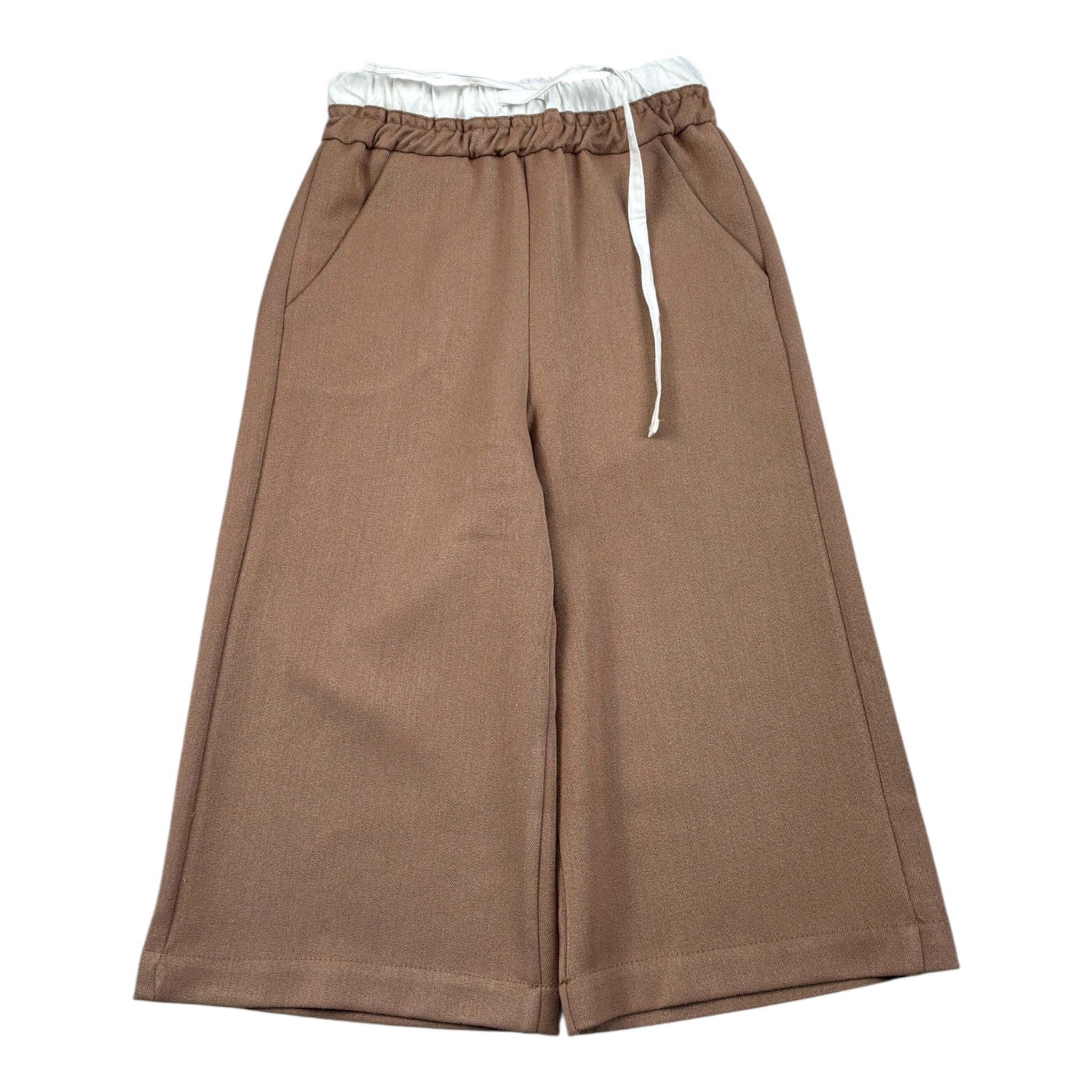 U+È Pantalone tinta unita Modello A Palazzo Marrone per Bambina UE1962 MARRONE U+è 