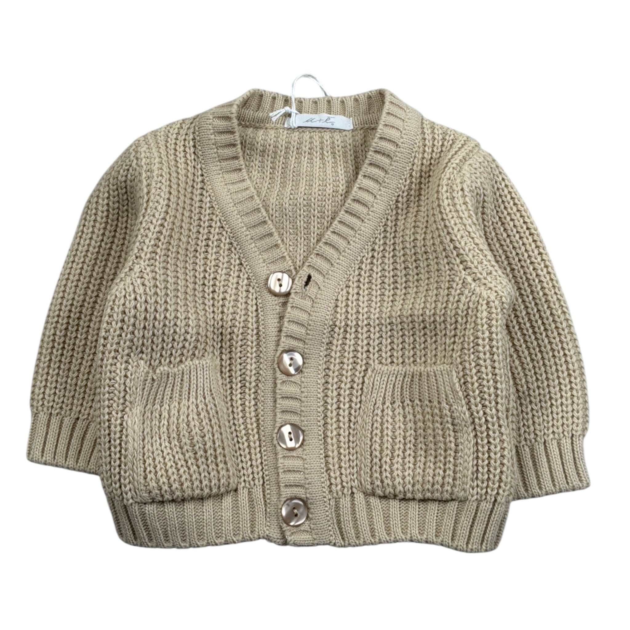 U+È Cardigan tinta unita con Bottoni Beige per Neonato UEM0428 BEIGE U+è 
