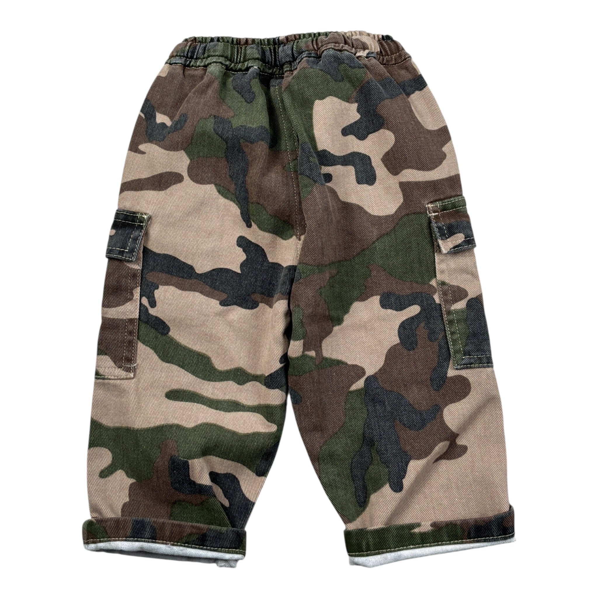 U+È Pantalone tinta unita con Fantasia Militare Verde per Neonato UEM0591N VERDE U+è 