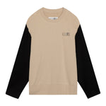 Maison Margiela Felpa Bicolore con Stampa Girocollo Beige/Nero per Bambino M60677 BEIGE/NERO MAISON MARGIELA 