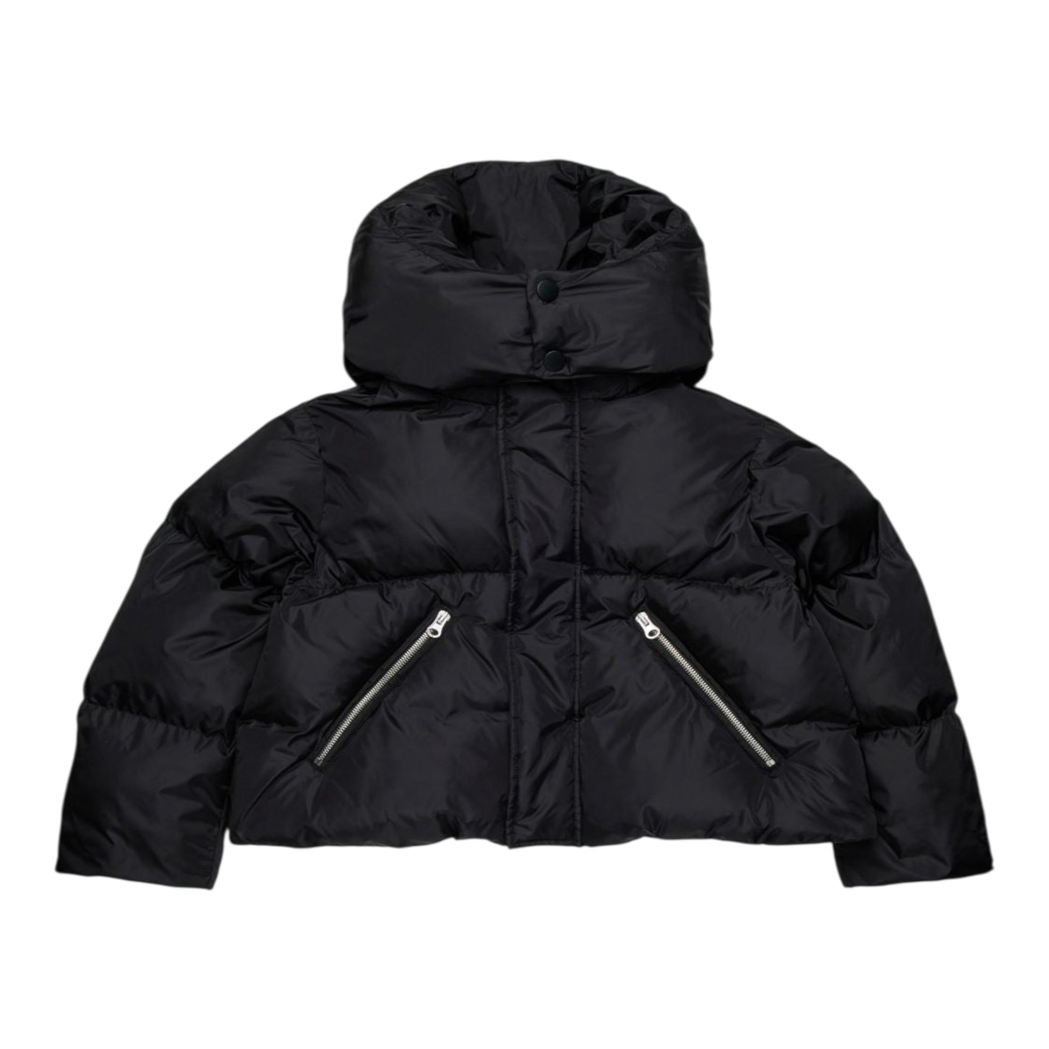 Maison Margiela Giubbino tinta unita con Zip E Cappuccio Nero per Bambina M60823 NERO MAISON MARGIELA 
