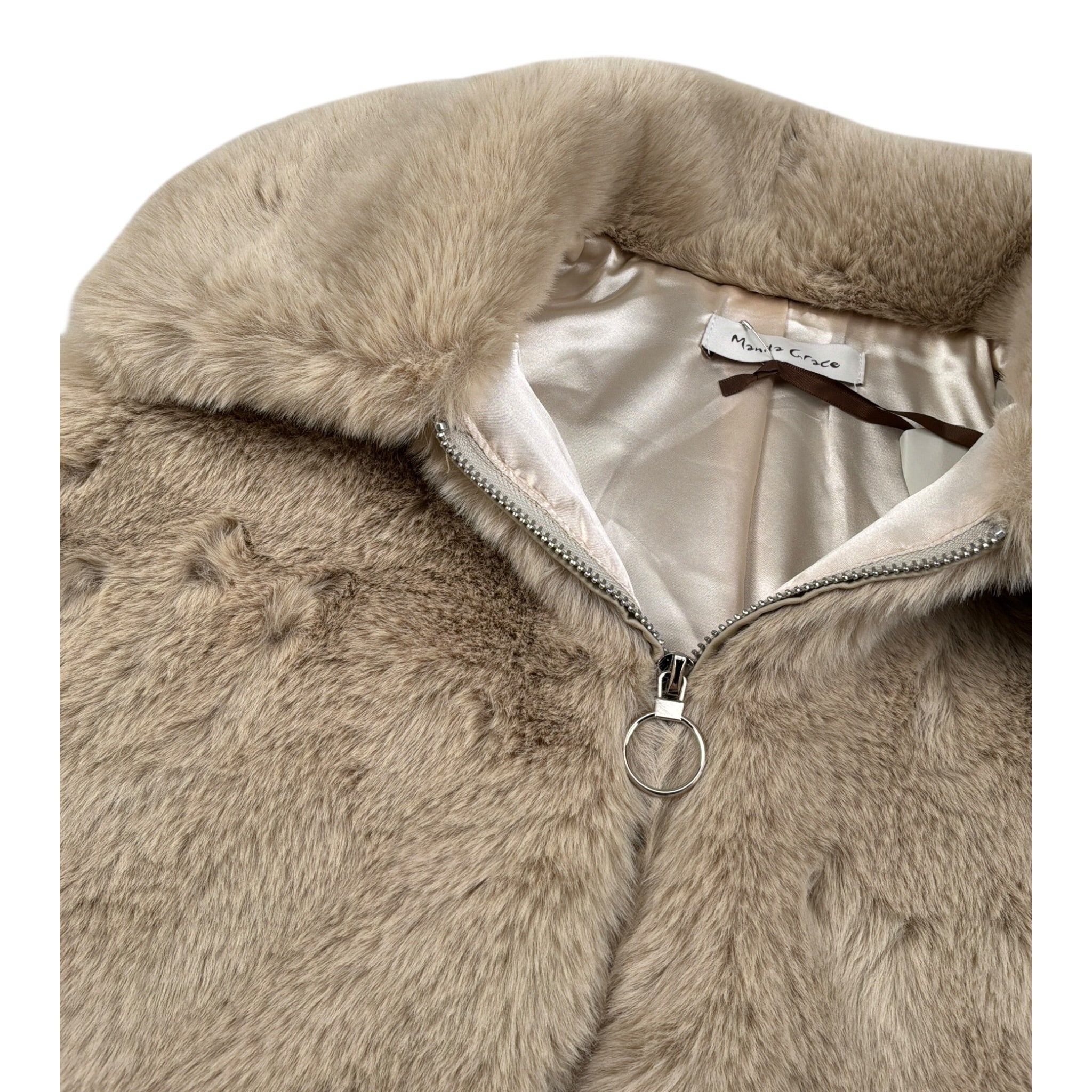Manila Grace Smanicato Pelliccia tinta unita Beige per Bambina M2899W25 BEIGE MANILA GRACE 