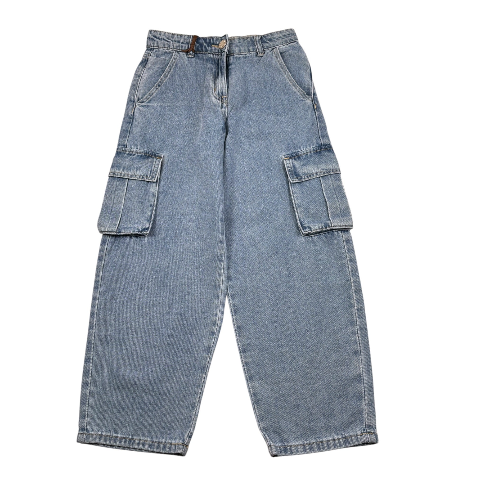 Manila Grace Jeans tinta unita Modello Palazzo Azzurro per Bambina M2928W25 AZZURRO MANILA GRACE 