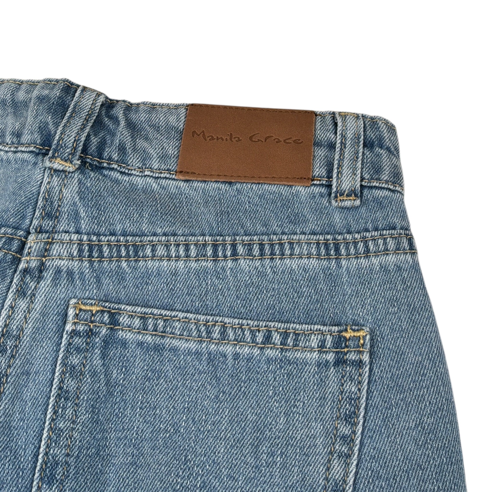 Manila Grace Jeans tinta unita Modello Palazzo Azzurro per Bambina M2928W25 AZZURRO MANILA GRACE 