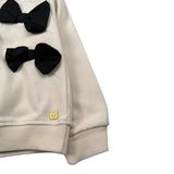 Manila Grace Felpa Chiusa con Cappuccio tinta unita con Fiocchi Beige per Bambina MFBF24W257 BEIGE MANILA GRACE 