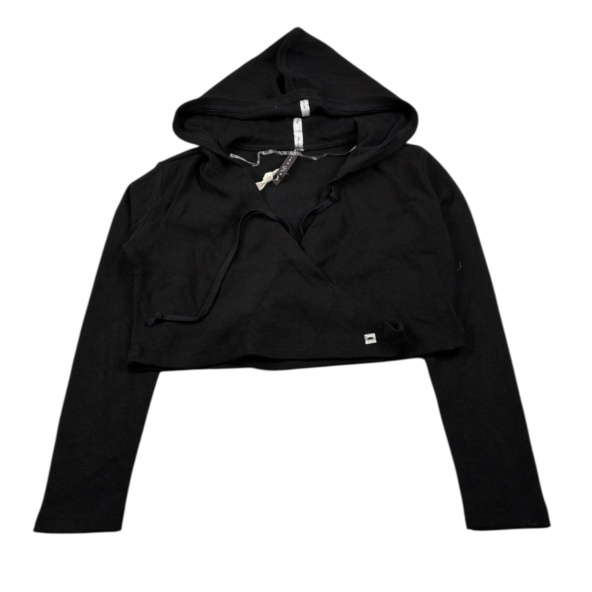 Manila Grace Maglia Ad Incrocio tinta unita con Cappuccio Nero per Bambina MFJF24M136 NERO MANILA GRACE 