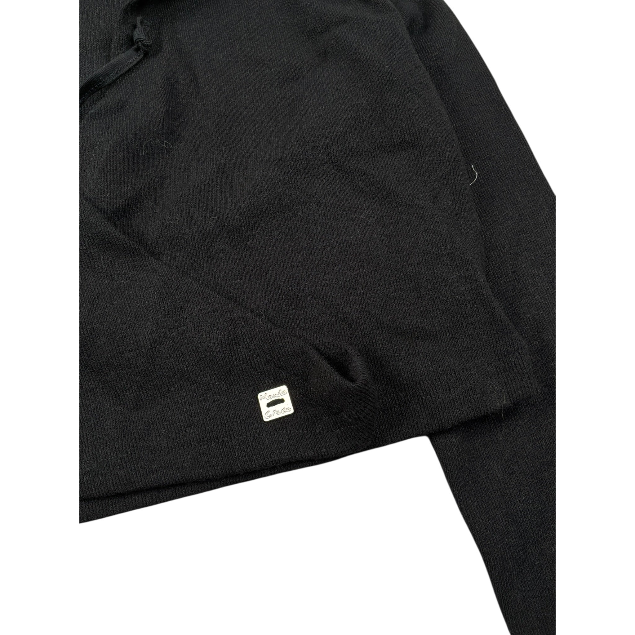 Manila Grace Maglia Ad Incrocio tinta unita con Cappuccio Nero per Bambina MFJF24M136 NERO MANILA GRACE 