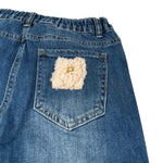 Manila Grace Jeans tinta unita con Elastico In Vita Blu per Bambina MFJF24P050 BLU MANILA GRACE 