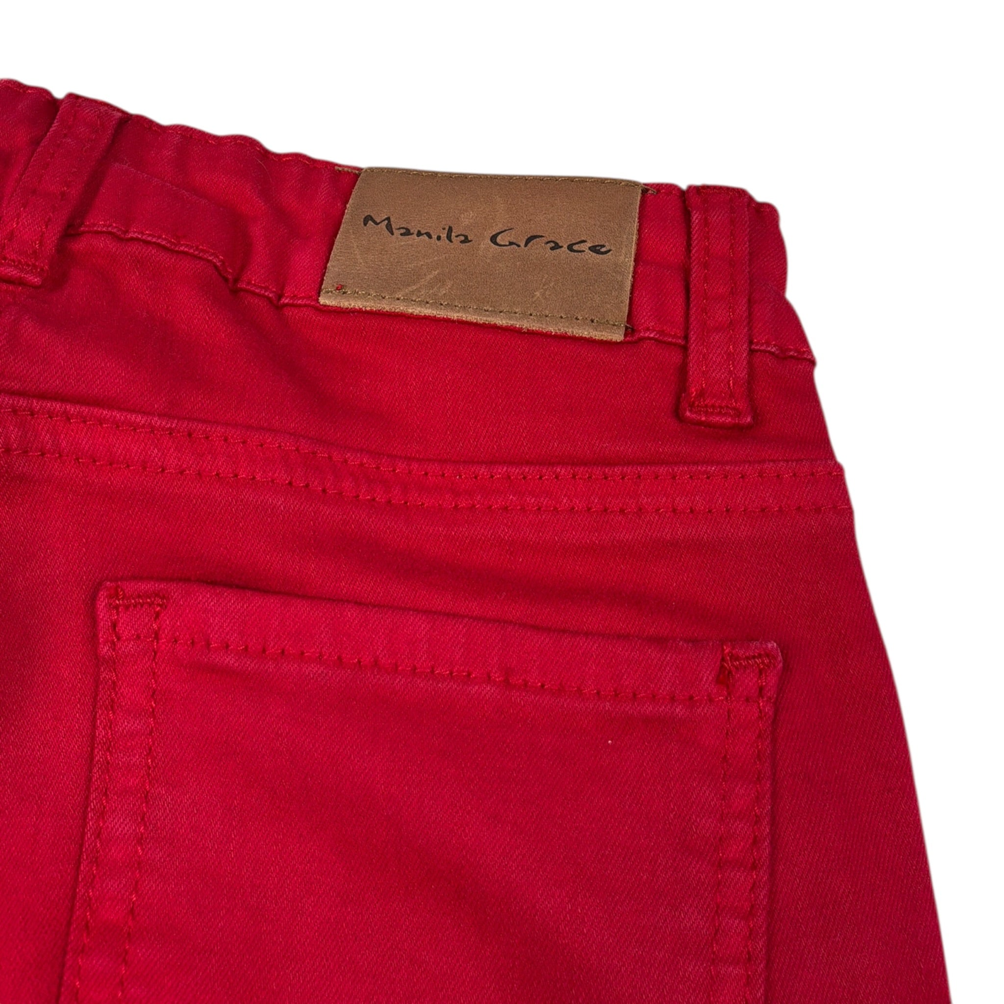 Manila Grace Pantalone tinta unita Modello Zampa Rosso per Bambina MFJF24P156 ROSSO MANILA GRACE 