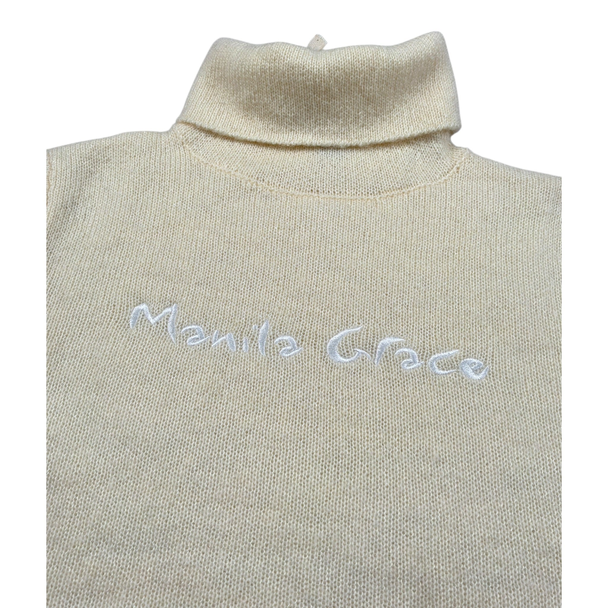 Manila Grace Maglia Mezza Manica tinta unita con Colo Alto Panna per Bambina MFJF4M185 PANNA MANILA GRACE 