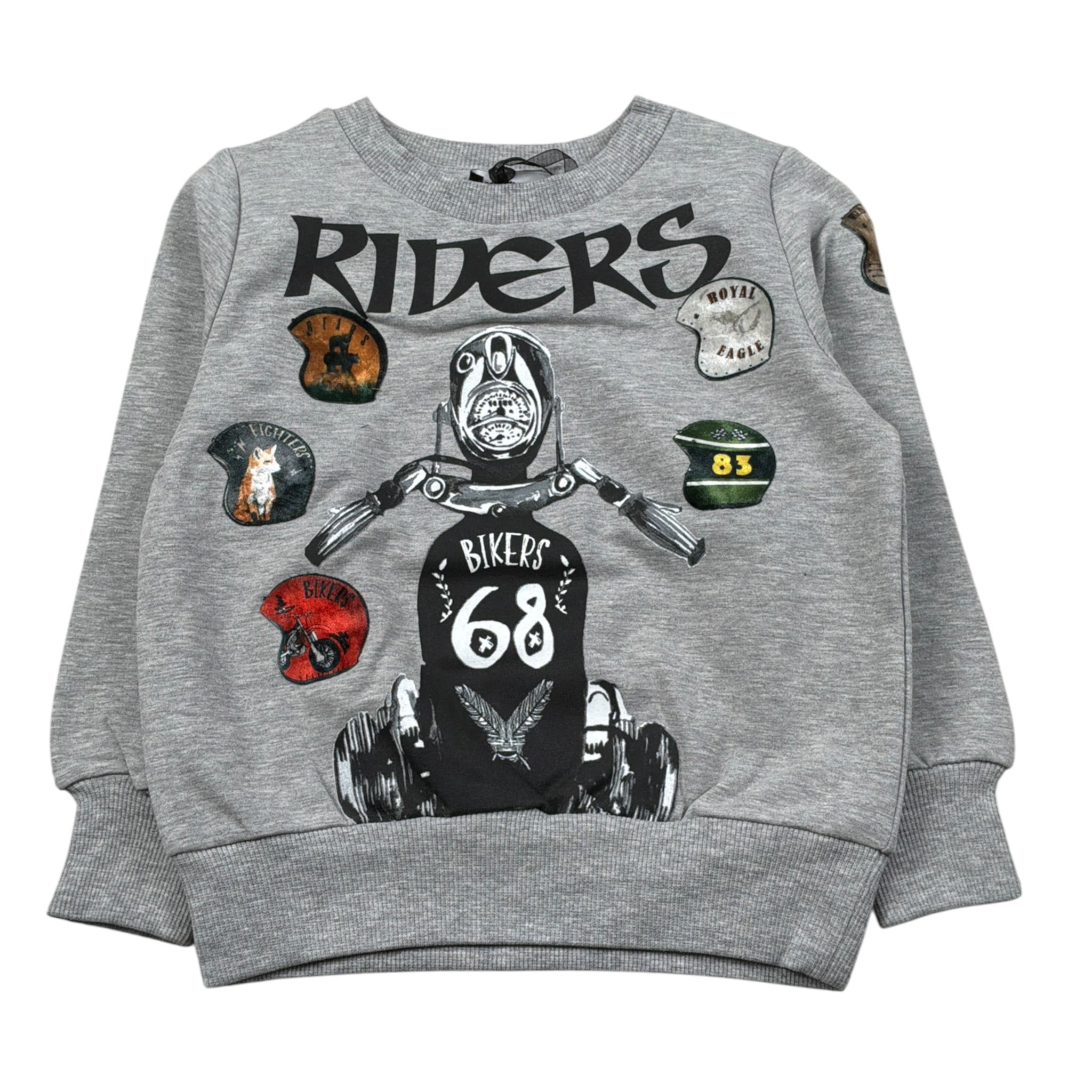 Monnalisa Felpa Chiusa Girocollo tinta unita con Stampe Grigio per Bambino 252611 GRIGIO MONNALISA 