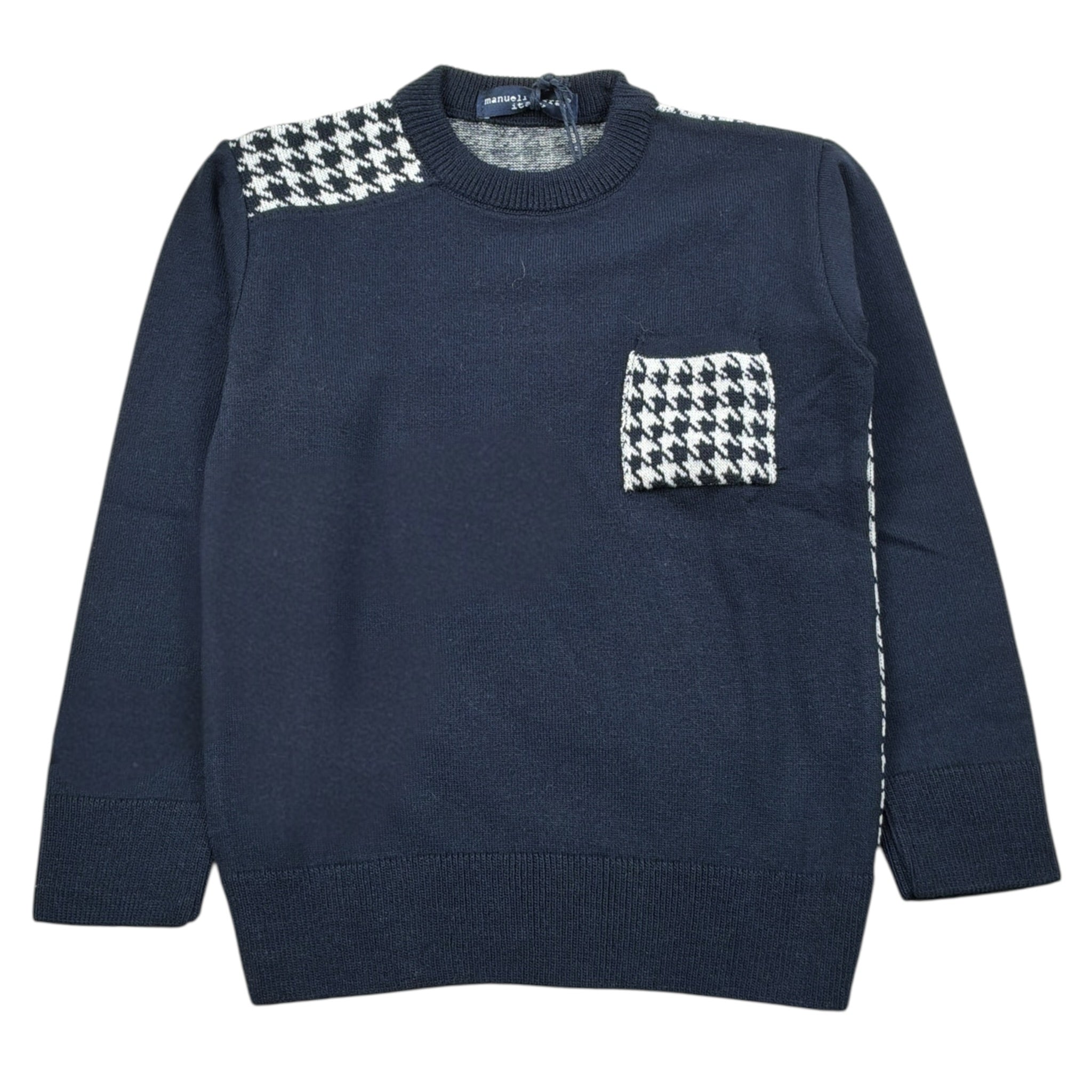 Manuel & Frank Maglia Girocollo Bicolore con Fantasia Blu per Bambino LLL BLU MANUEL & FRANK 