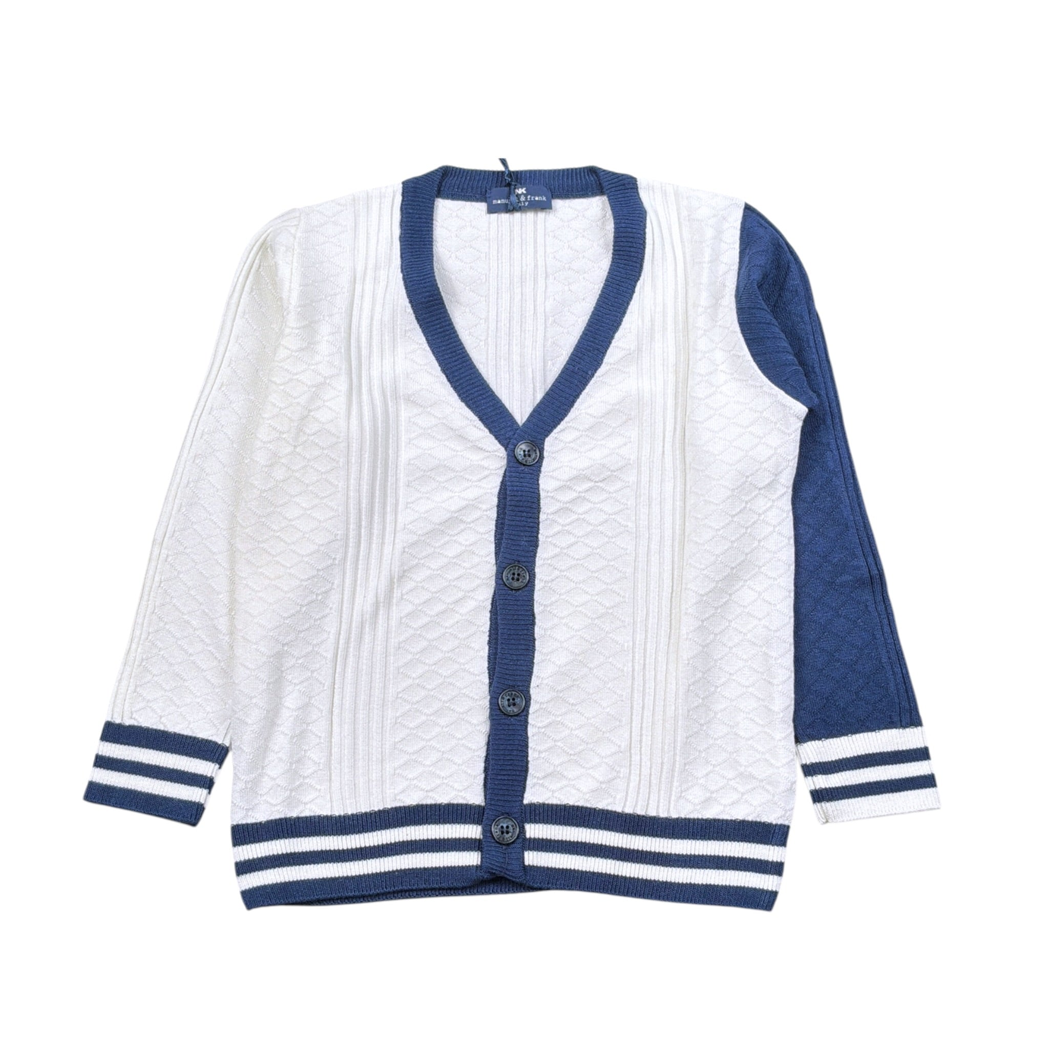 Manuel & Frank Cardigan tinta unita con Profili In Contrasto Bianco per Bambino MF4255R BIANCO MANUEL & FRANK 