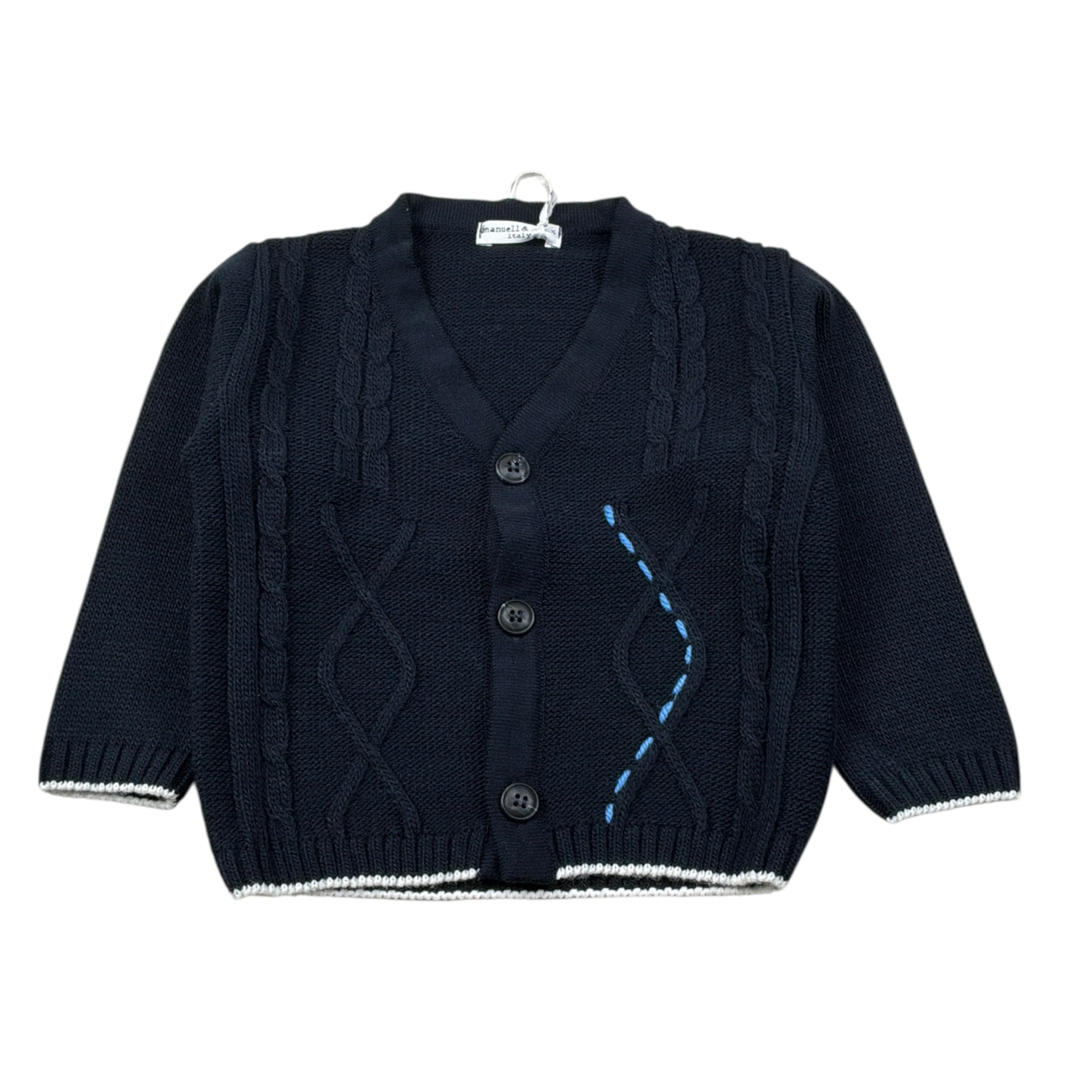 Manuel & Frank Cardigan tinta unita con Ricami Blu per Neonato MF4271I BLU MANUEL & FRANK 