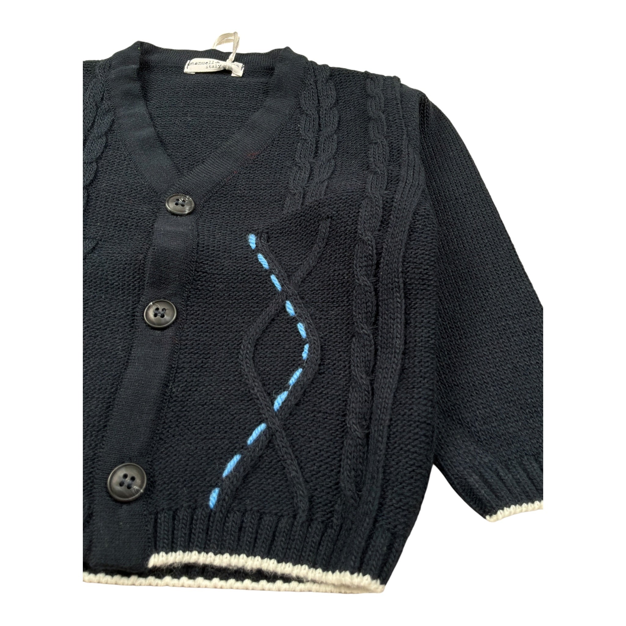 Manuel & Frank Cardigan tinta unita con Ricami Blu per Neonato MF4271I BLU MANUEL & FRANK 