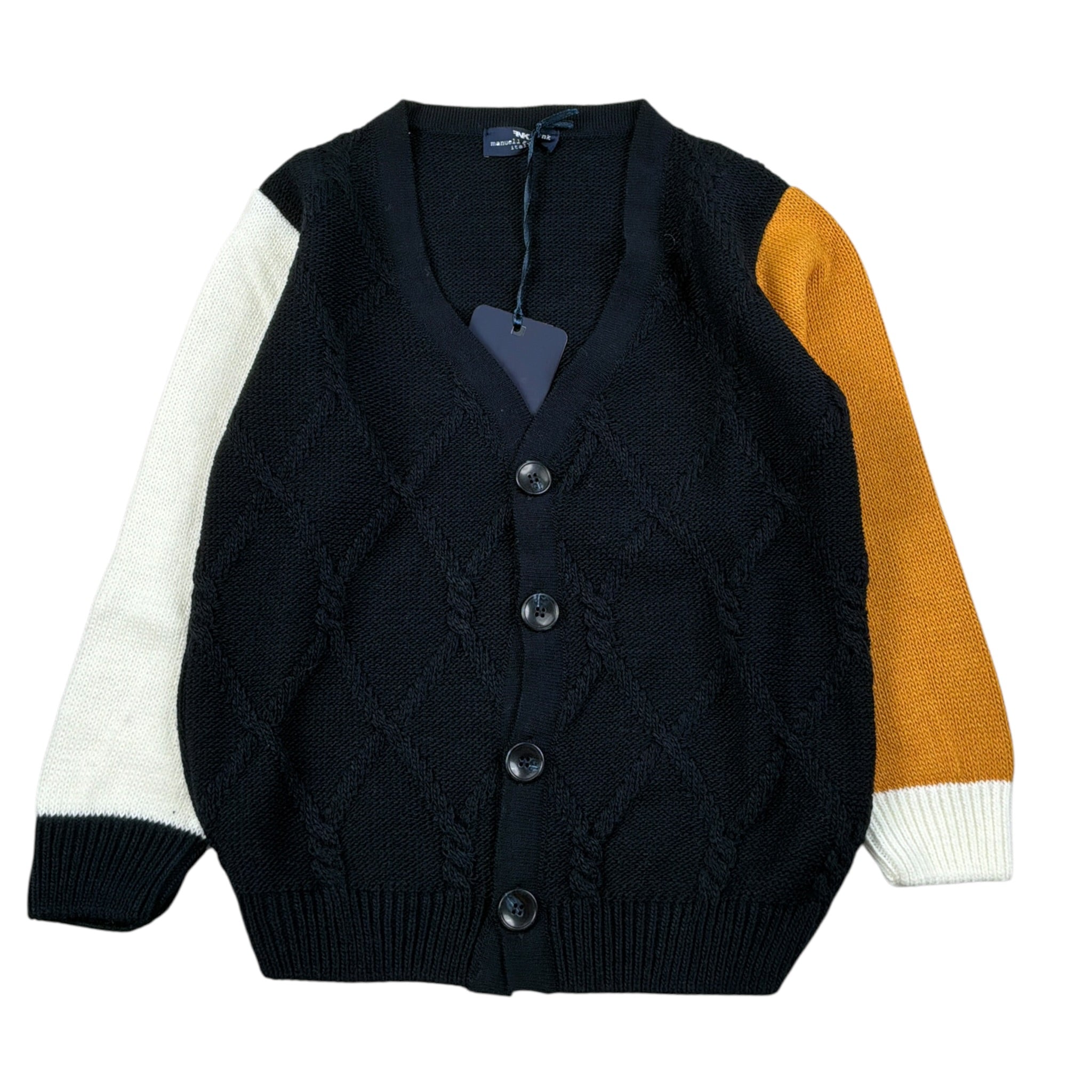 Manuel & Frank Cardigan Tricolore con Bottoni Blu per Bambino MF4371B BLU MANUEL & FRANK 