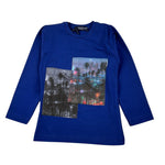 Manuel & Frank Shirt tinta unita Girocollo con Stampa Blu per Bambino MF7008BJ BLU MANUEL & FRANK 
