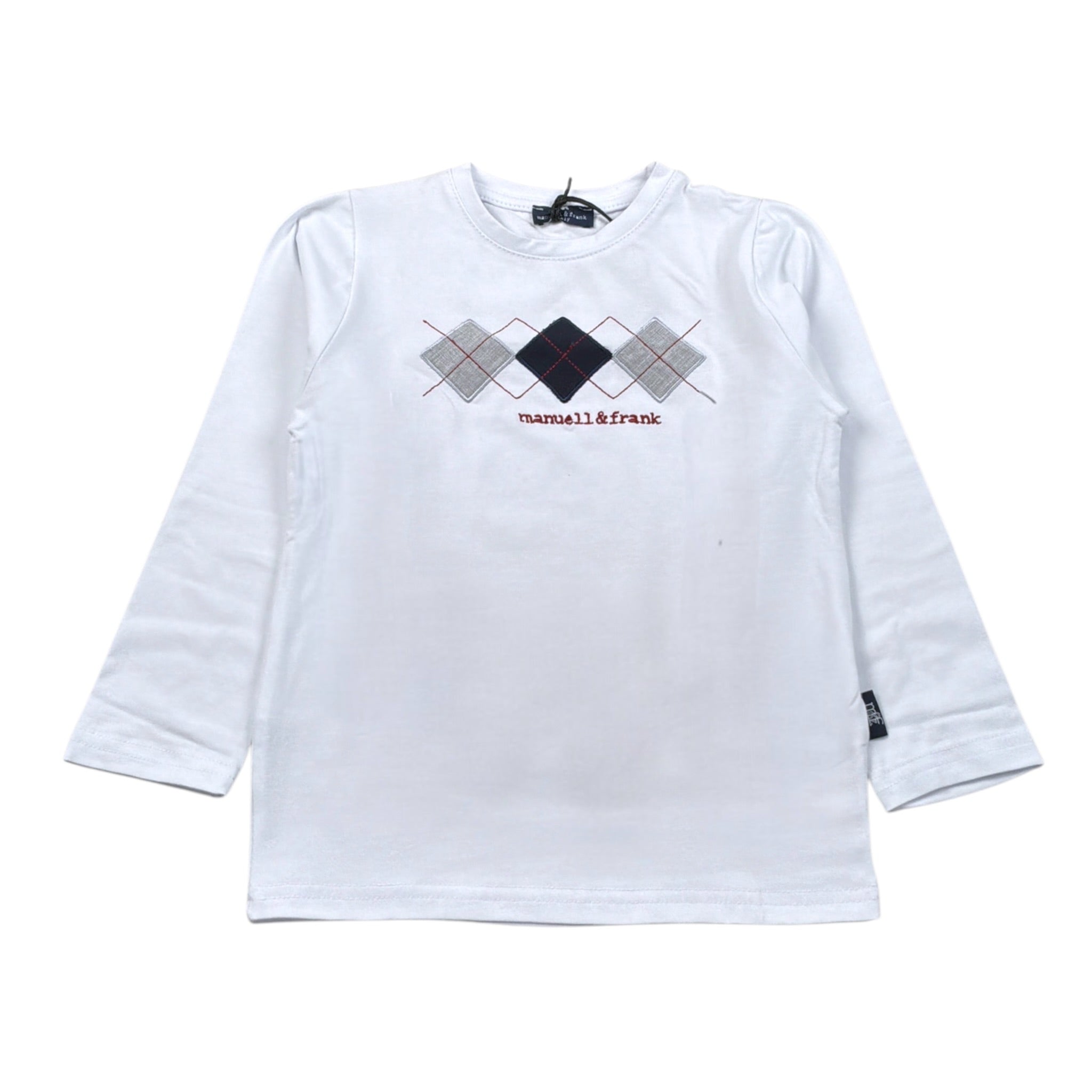 Manuel & Frank Shirt tinta unita Girocollo con Stampa Bianco per Bambino MF7242B BIANCO MANUEL & FRANK 