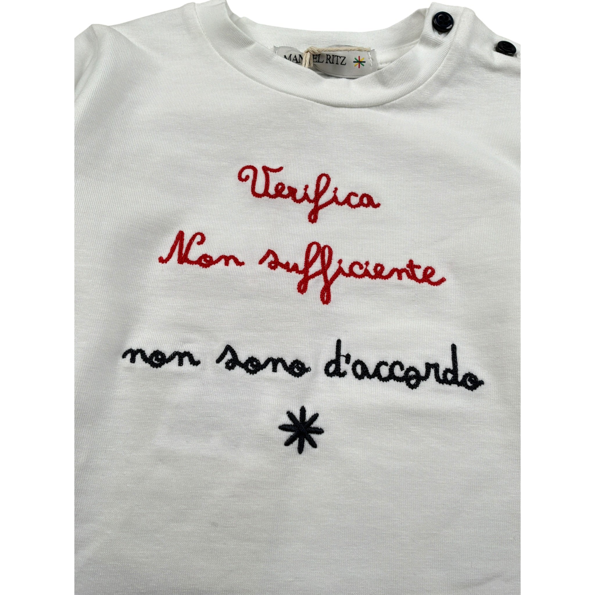 Manuel Ritz Shirt Girocollo tinta unita con Ricami Bianco per Neonato MR2816 BIANCO MANUEL RITZ 