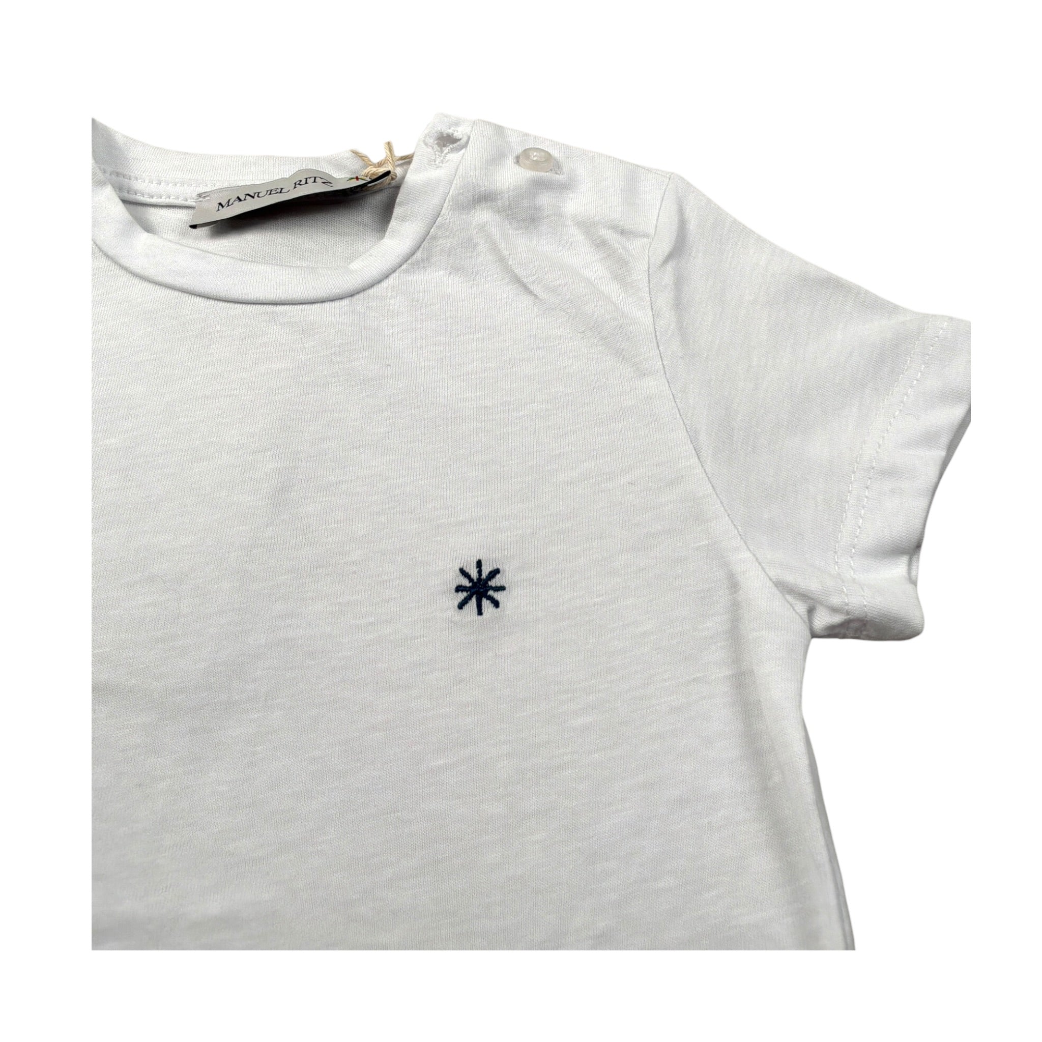 Manuel Ritz T-Shirt Girocollo tinta unita con Logo Bianco per Neonato MR3120 BIANCO MANUEL RITZ 