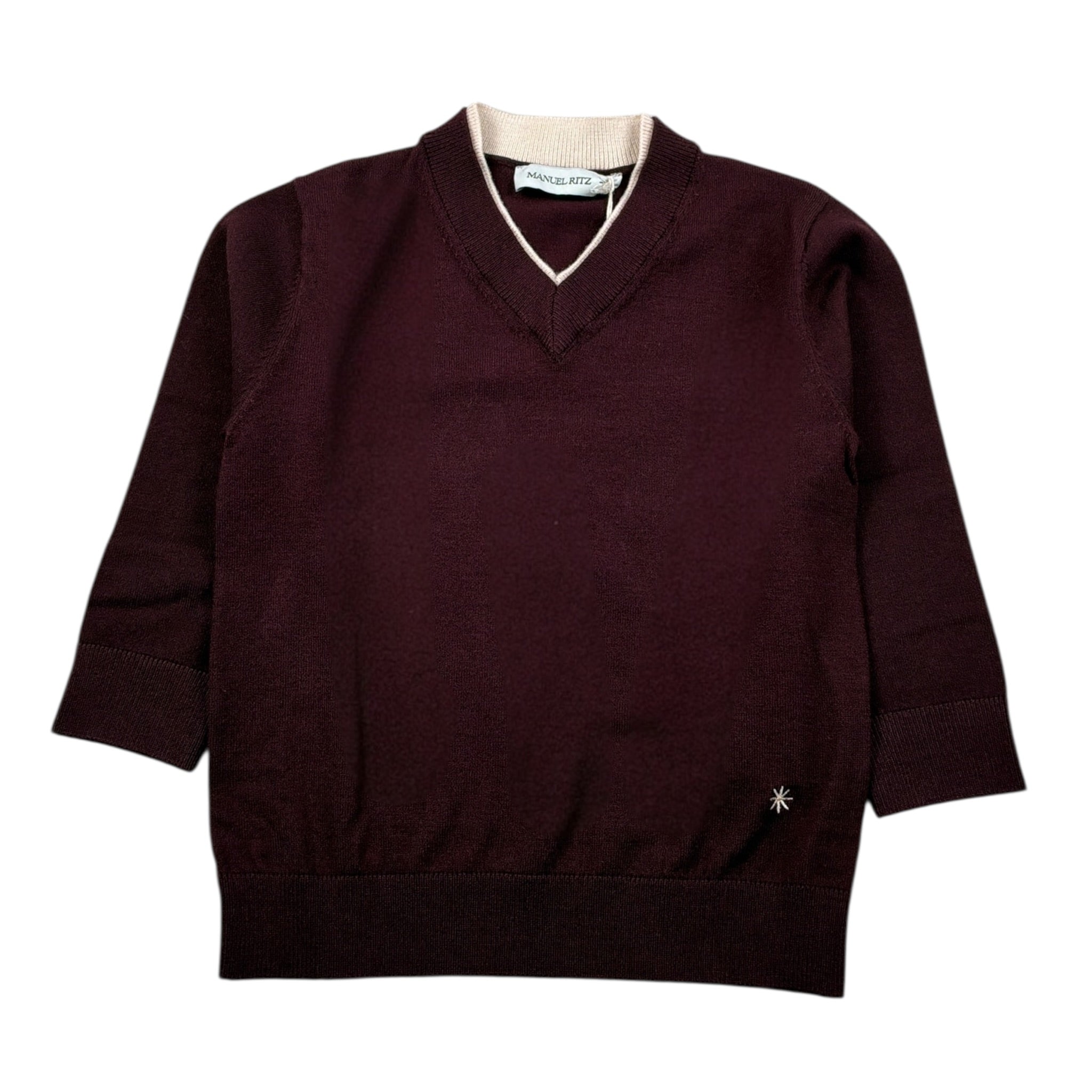 Manuel Ritz Maglia tinta unita Scollo A V Vinaccia per Bambino MR3149 VINACCIA MANUEL RITZ 