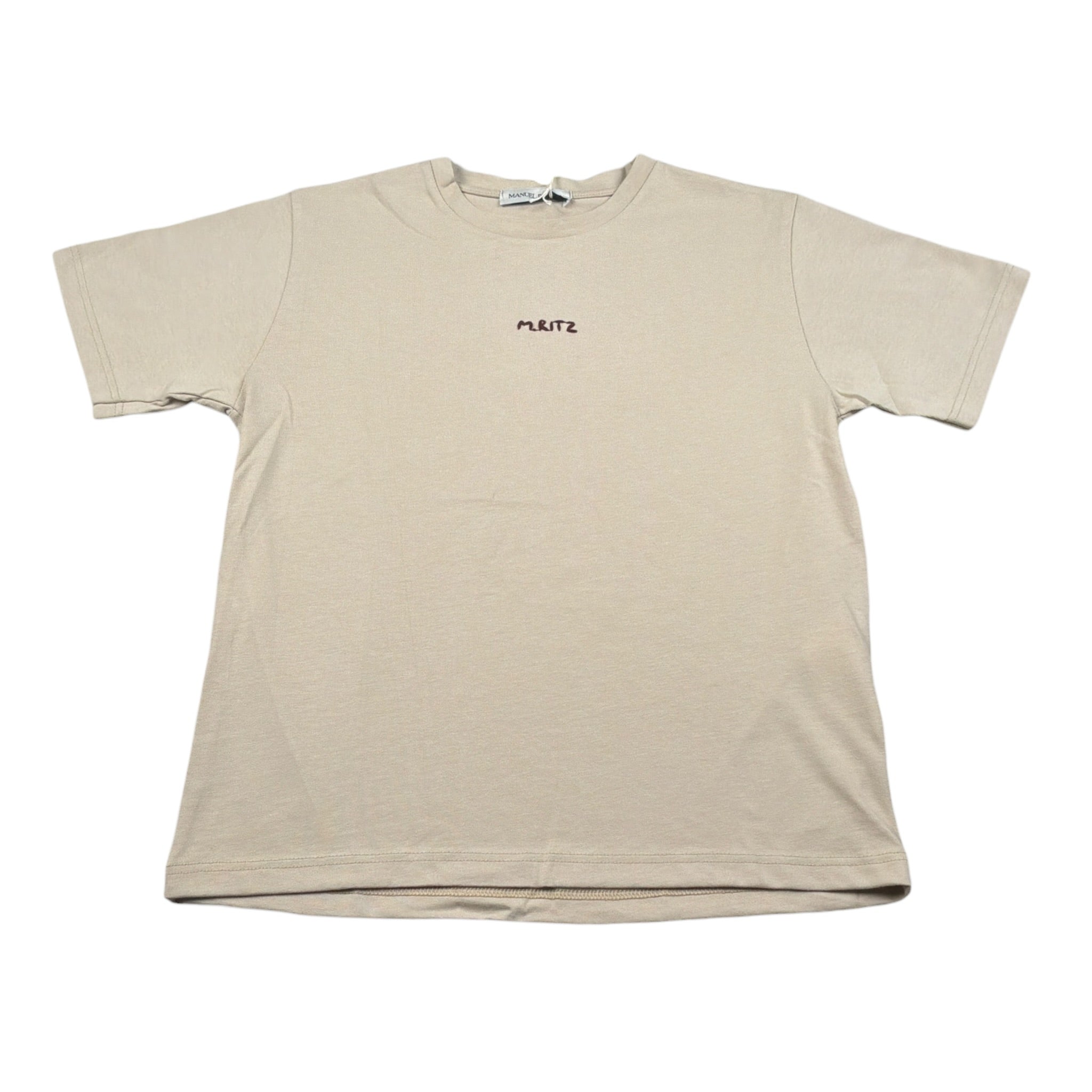 Manuel Ritz T-Shirt Girocollo tinta unita con Logo Beige per Bambino MR3211 BEIGE MANUEL RITZ 