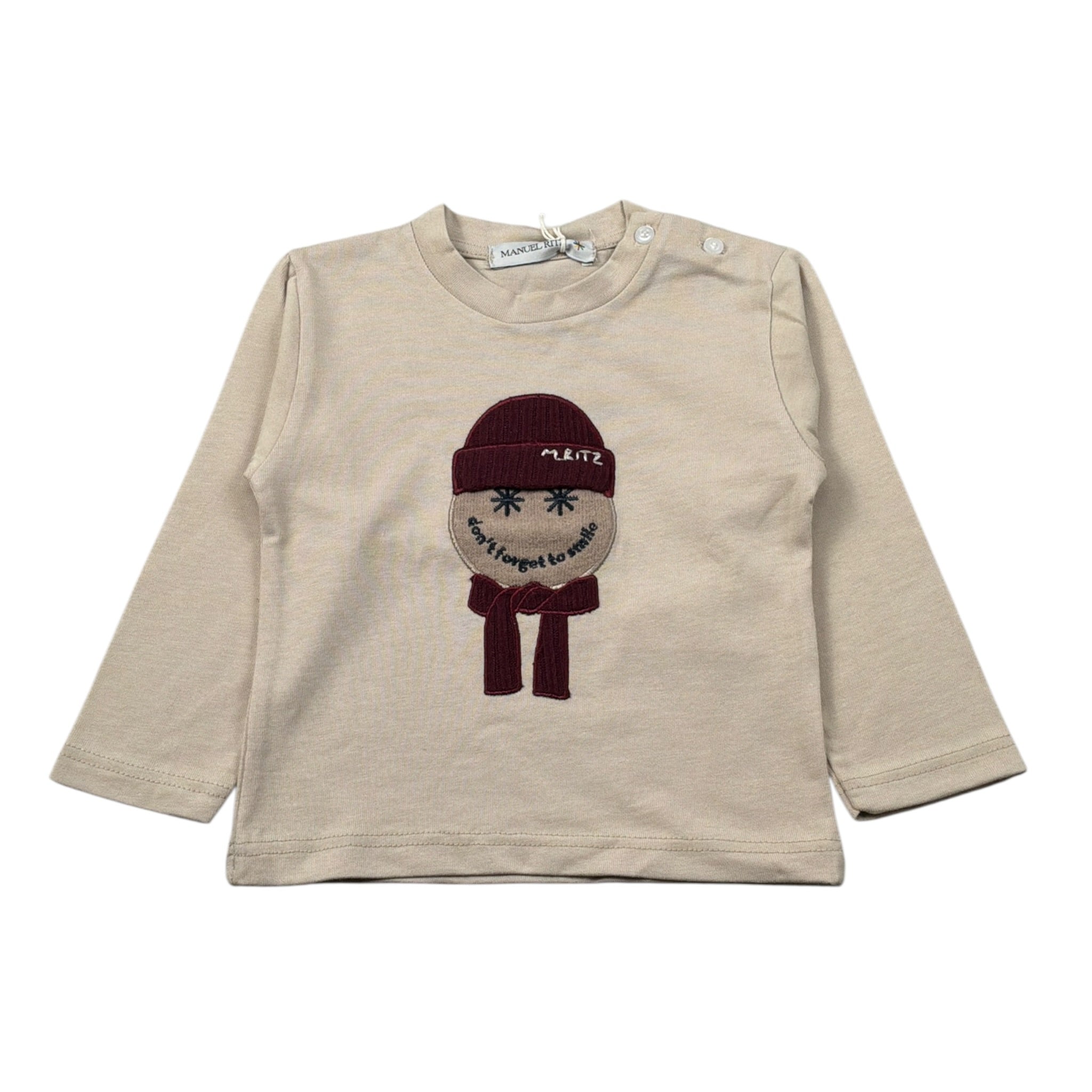Manuel Ritz Shirt Girocollo tinta unita con Logo Beige per Neonato MR3232N BEIGE MANUEL RITZ 