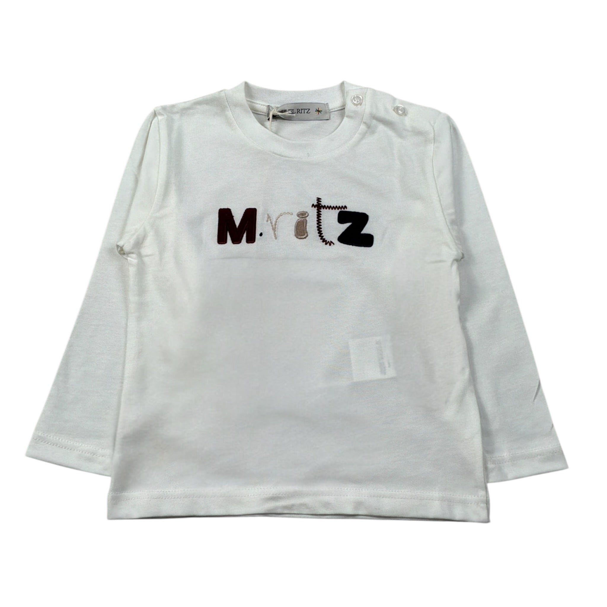 Manuel Ritz Shirt Girocollo tinta unita con Logo Panna per Bambino MR3238 PANNA MANUEL RITZ 