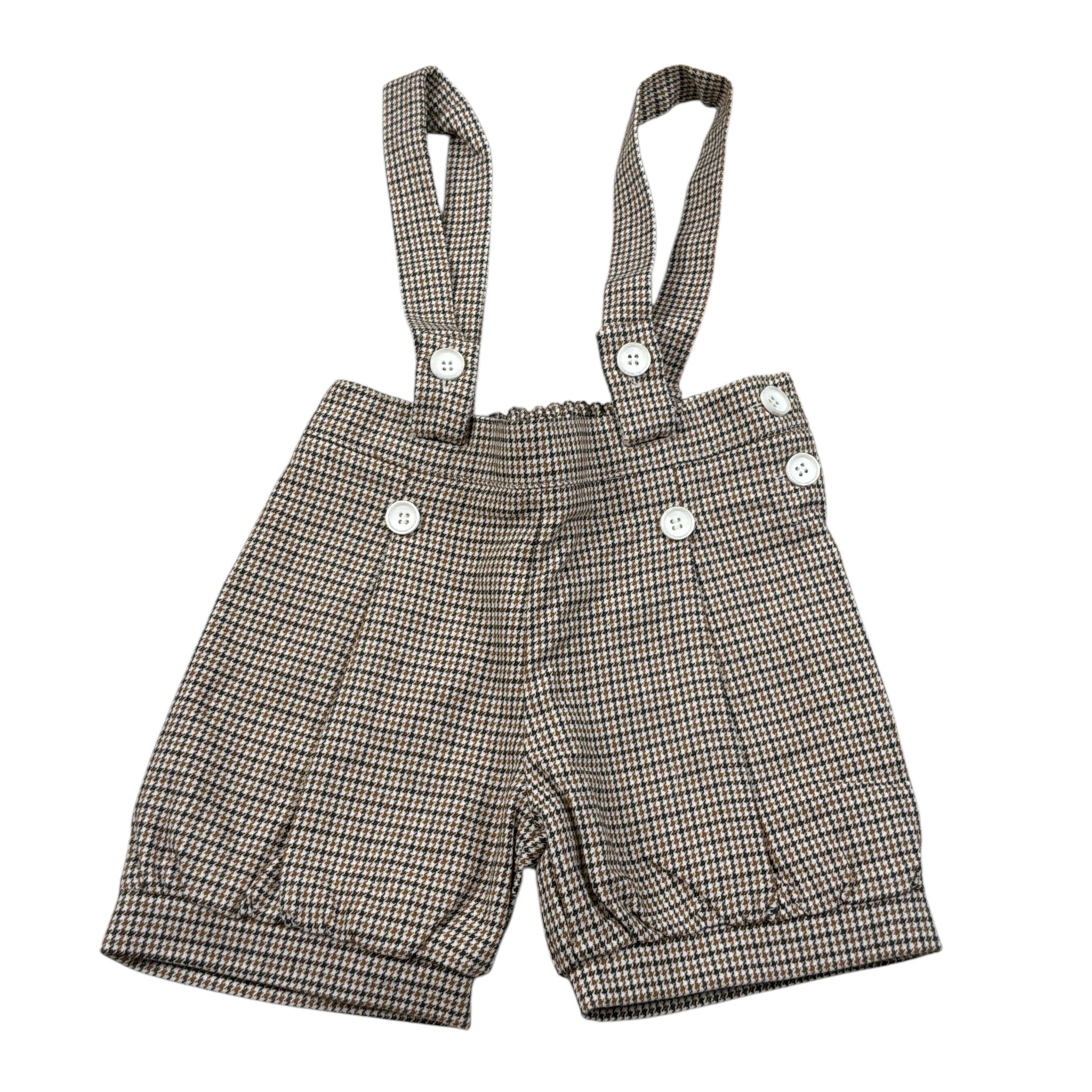 Manuell & Frank Bermuda Stampa Fantasia con Bretelle Beige per Neonato MF2296I BEIGE MANUELL & FRANK 