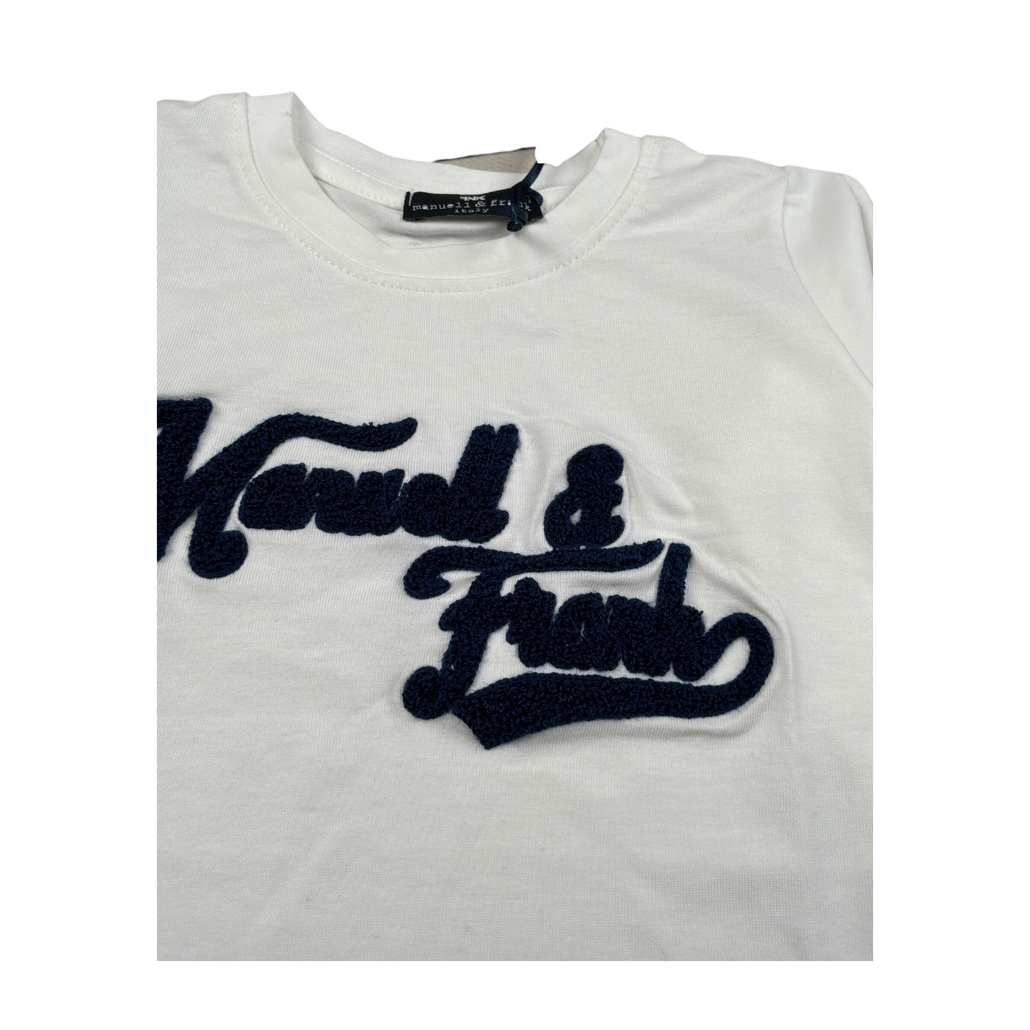 Manuell & Frank Shirt Girocollo tinta unita con Stampa Bianco per Bambino MF7306N BIANCO MANUELL & FRANK 