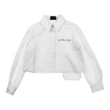 Marc Ellis Camicia tinta unita Modello Crop con Logo Bianco per Bambina JMJSH02326 BIANCO MARC ELLIS 