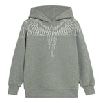 Marcelo Burlon Felpa con Cappuccio tinta unita con Stampa Grigio per Bambino F5CMJBHS072X GRIGIO MARCELO BURLON 