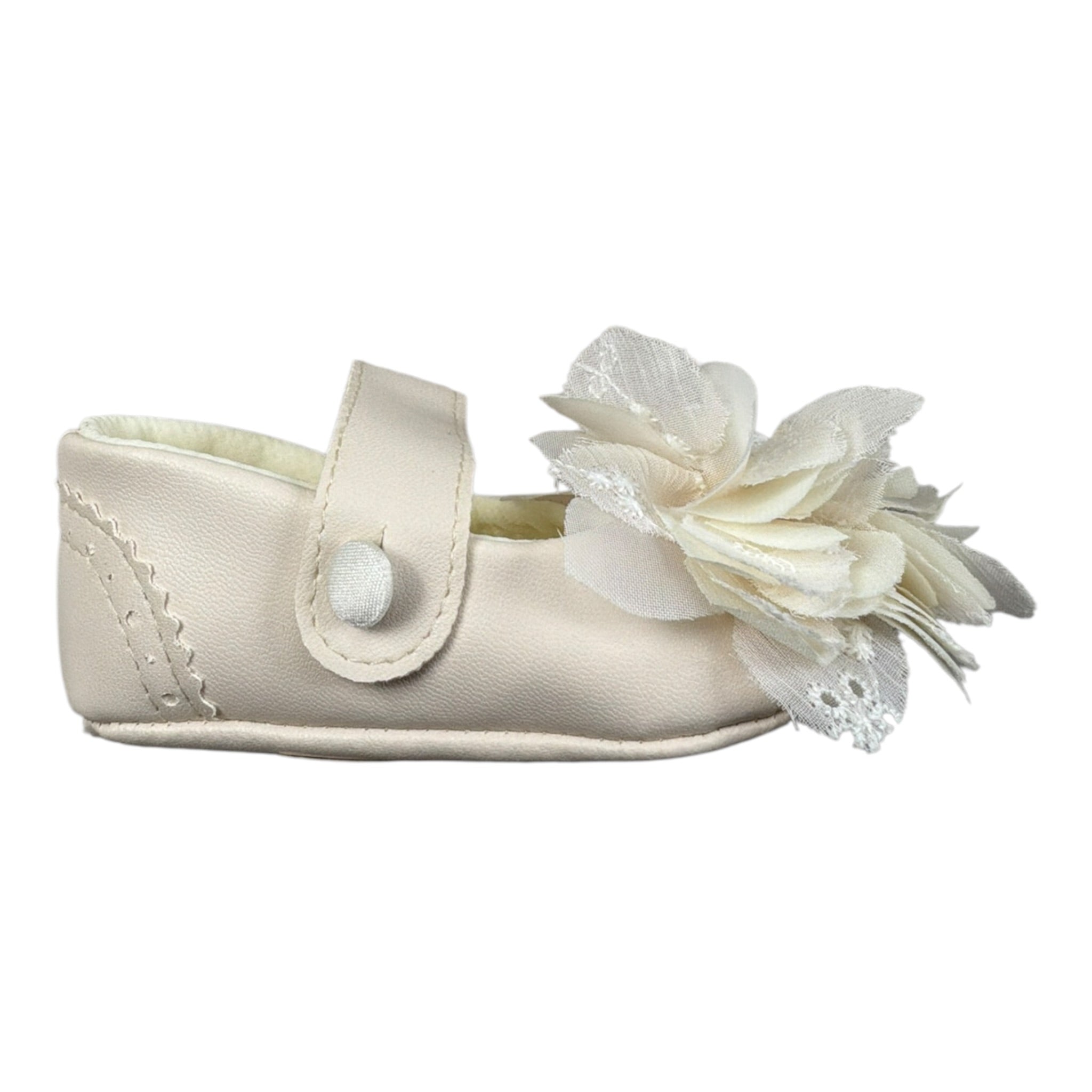 Marlu' Ballerine tinta unita con Fiore Panna per Neonata ER308SC PANNA MARLU' 