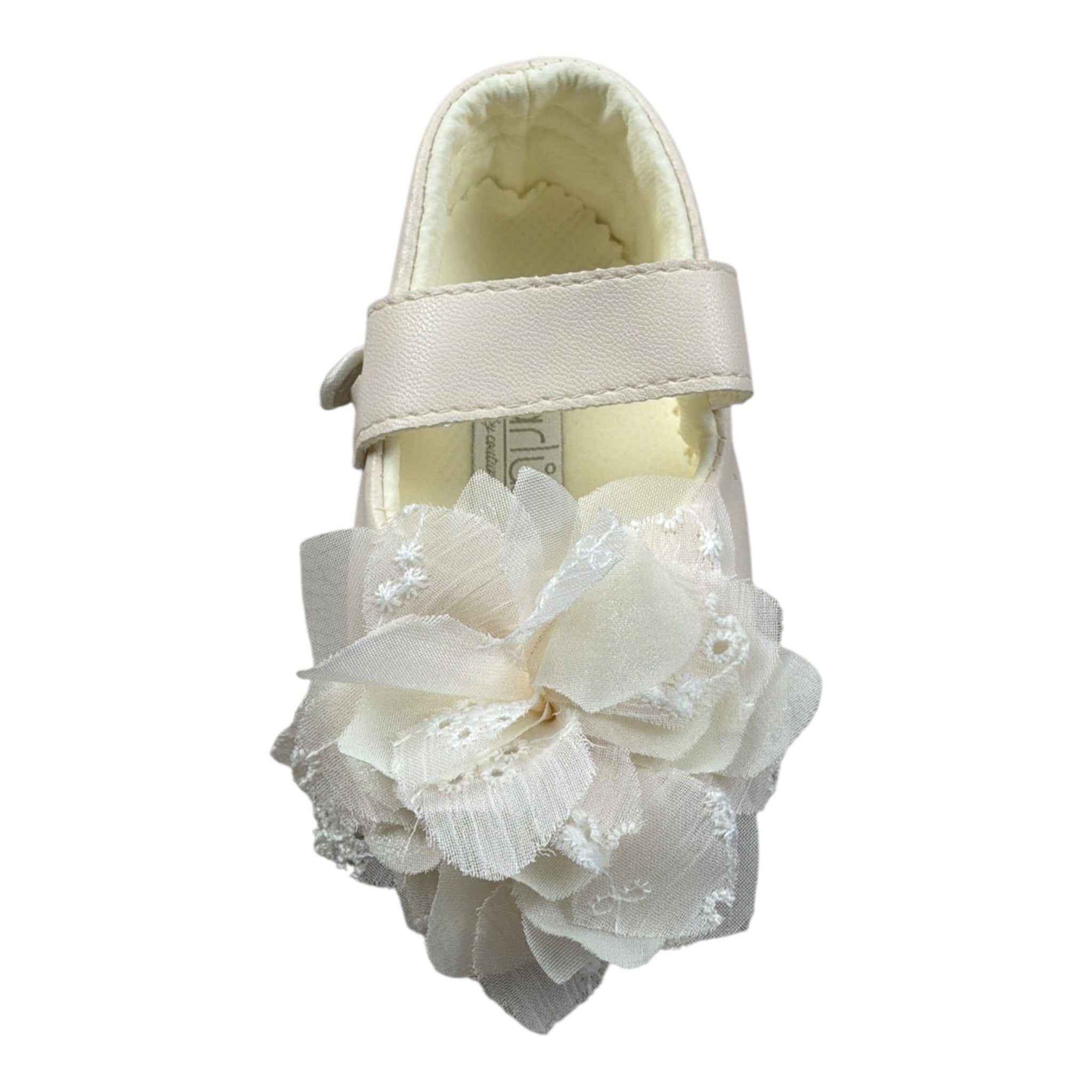 Marlu' Ballerine tinta unita con Fiore Panna per Neonata ER308SC PANNA MARLU' 