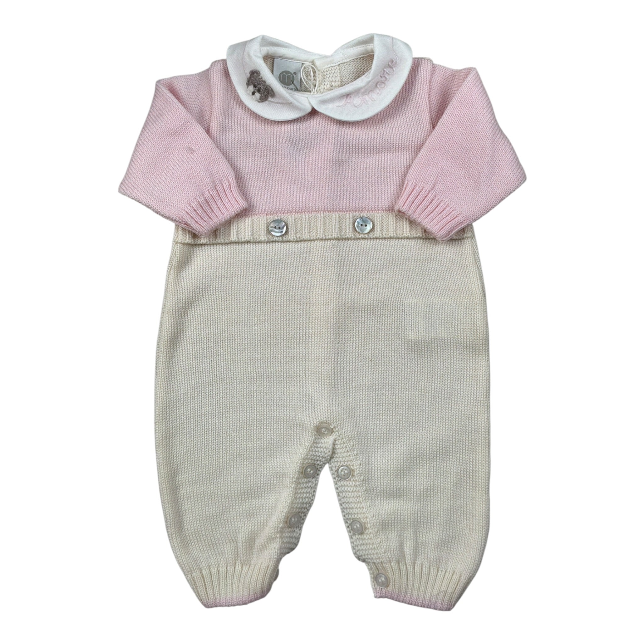 Marlu' Tutina Manica Lunga Bicolore Bianco/Rosa per Neonata IB6510X BIANCO/ROSA MARLU' 