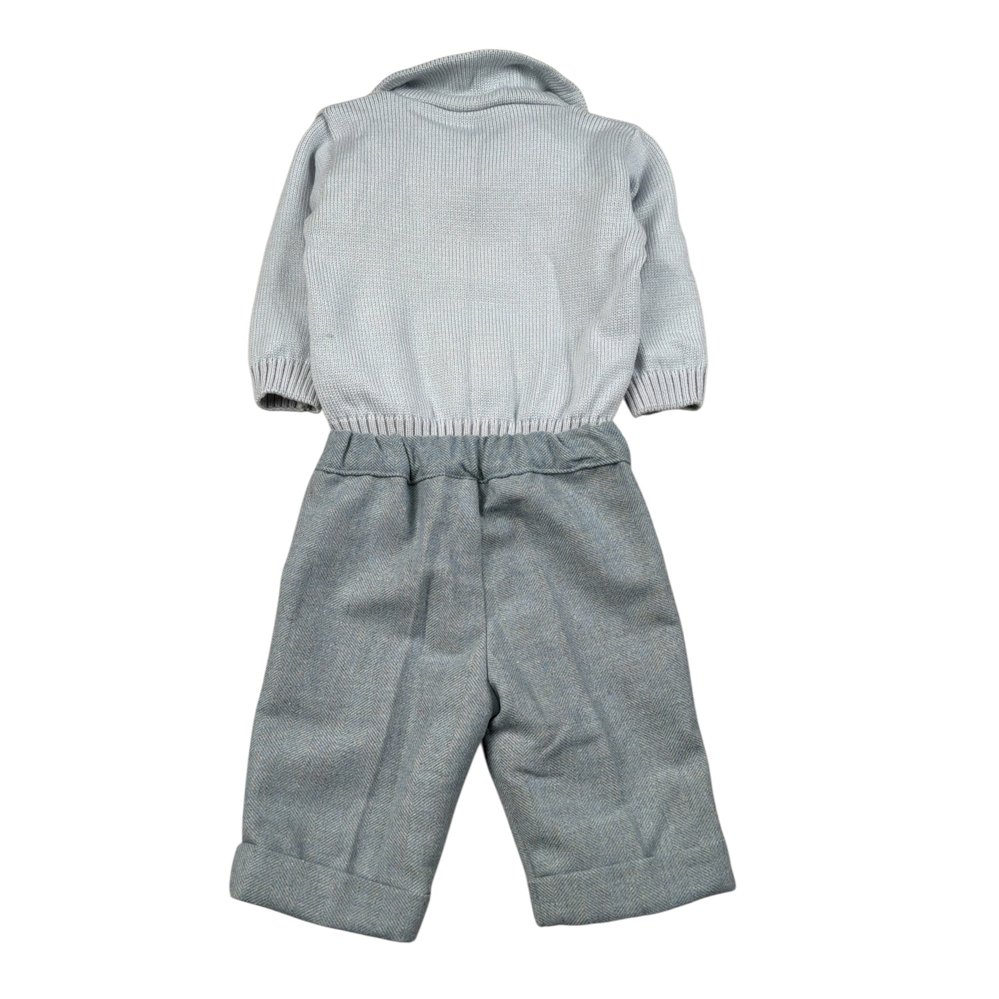 Marlu' Completo 4 Pezzi Cardigan-Camicia-Pantalone-Papillon Azzurro per Neonato IK21060 AZZURRO MARLU' 