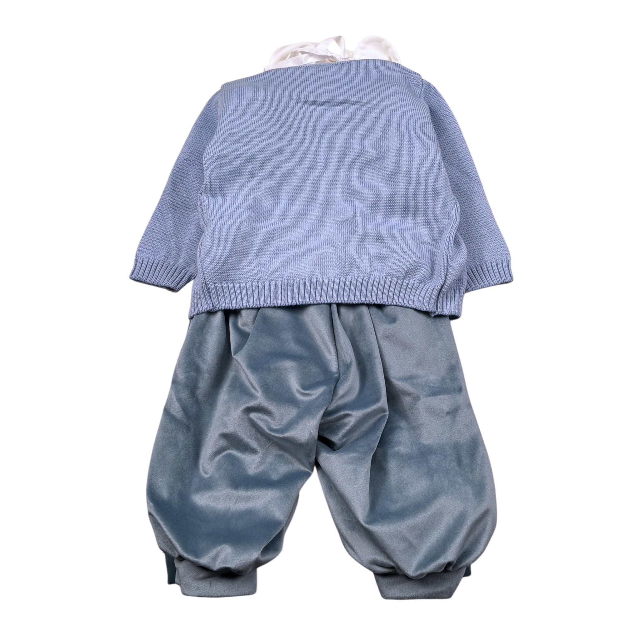 Marlu' Completo 4 Pezzi Cardigan-Camicia-Pantalone-Papillon Azzurro per Neonato IM20760 AZZURRO MARLU' 