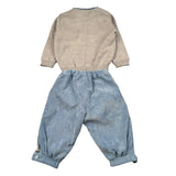 Marlu' Completo 4 Pezzi Cardigan-Camicia-Pantalone-Papillon Grigio/Azzurro per Neonato IM21160 GRIGIO/AZZURRO MARLU' 