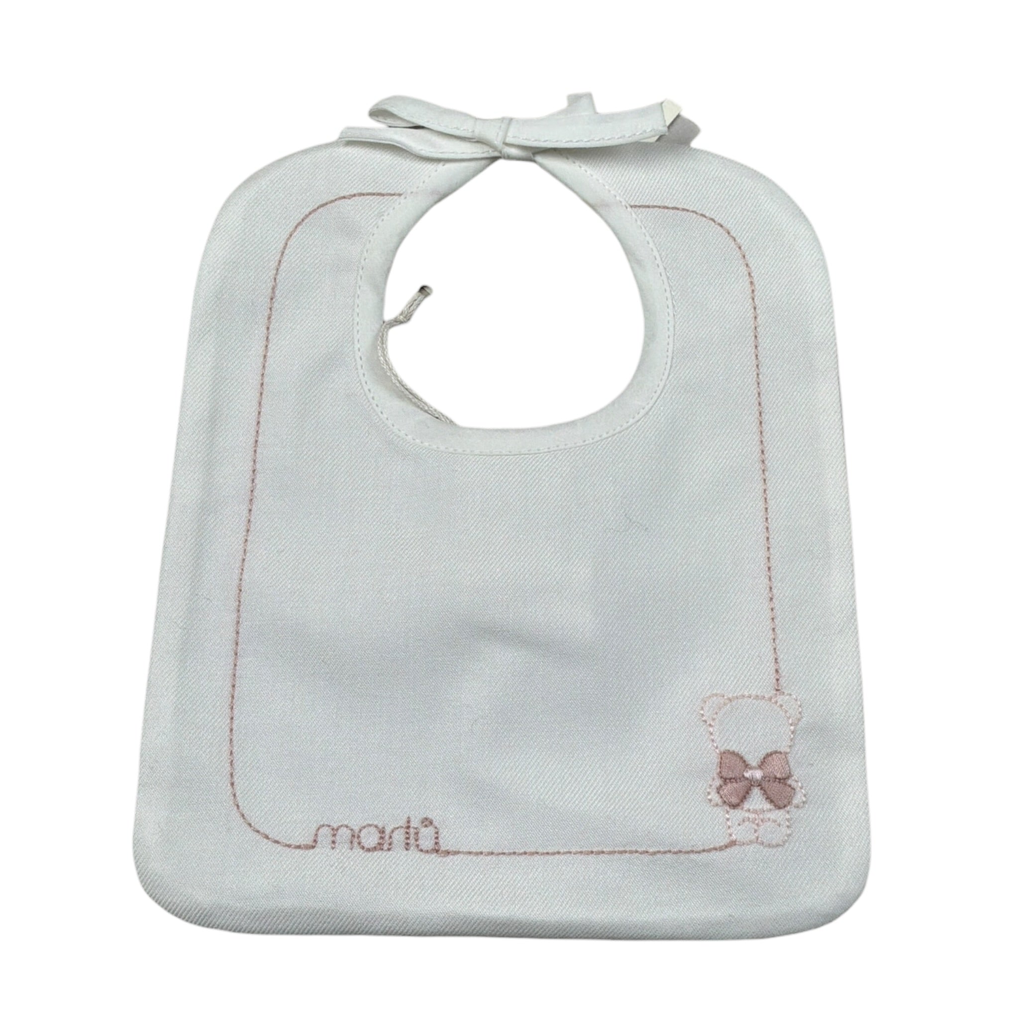 Marlu' Bavetta tinta unita con Ricami Bianco per Neonata IN59BAV BIANCO MARLU' 