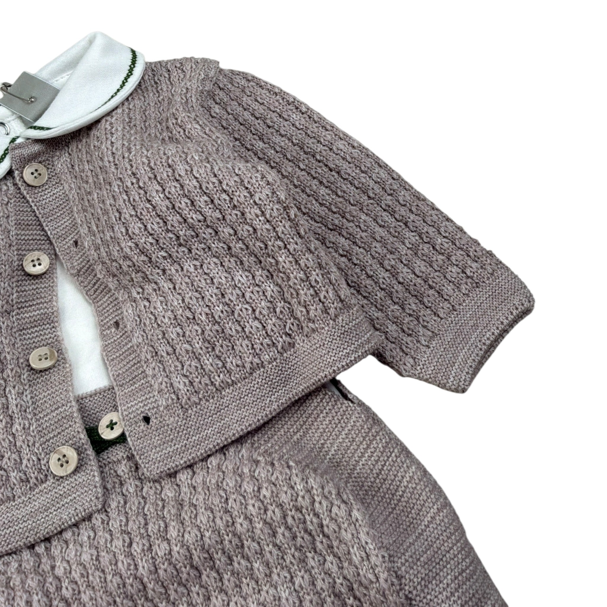 Marlu' Completo 3Pz Salopette-Shirt-Cardigan Beige per Neonato IN6331 BEIGE MARLU' 