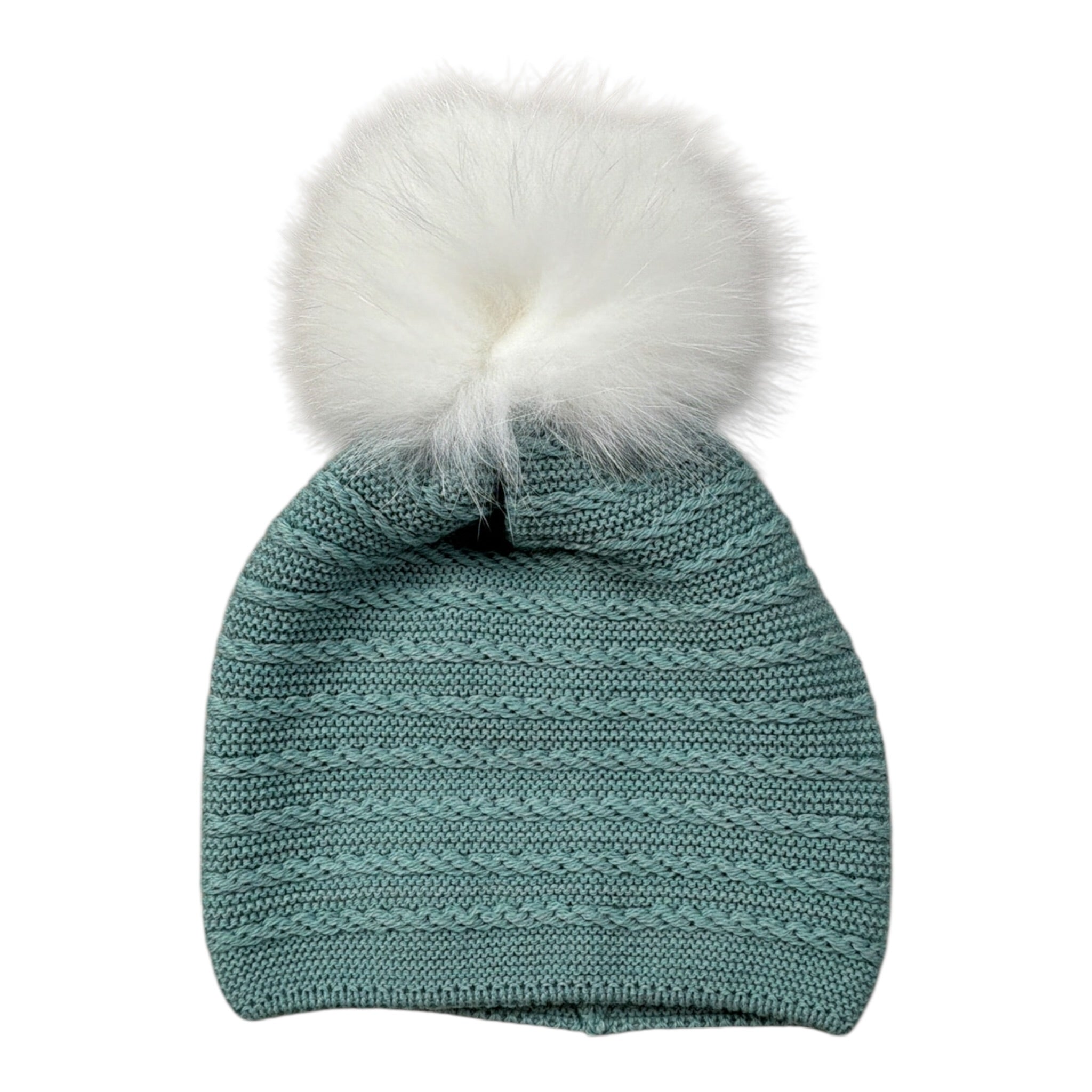 Marlu' Cappello tinta unita con Pon Pon Verde per Neonata IN6671 VERDE MARLU' 