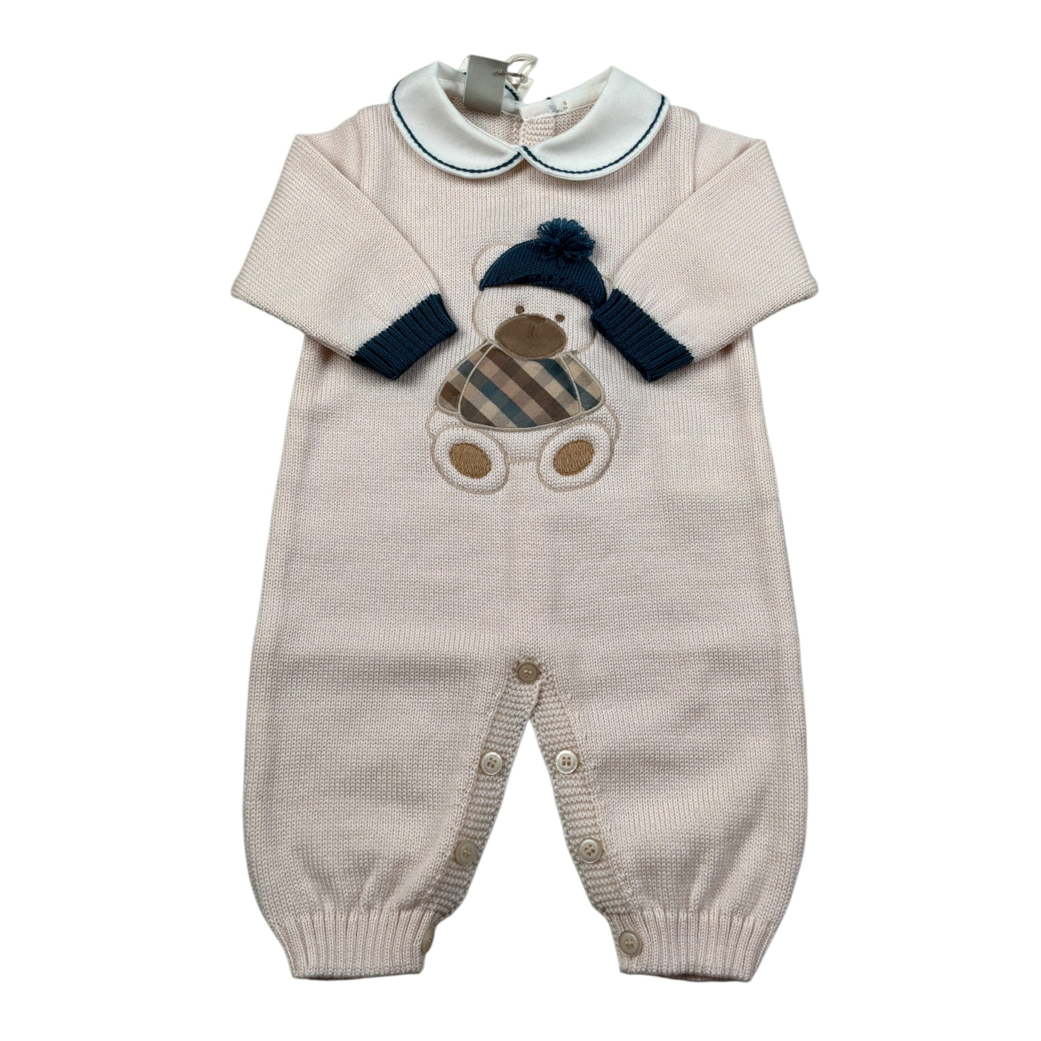 Marlu' Tutina Manica Lunga tinta unita con Ricami Beige per Neonato IN7110 BEIGE MARLU' 