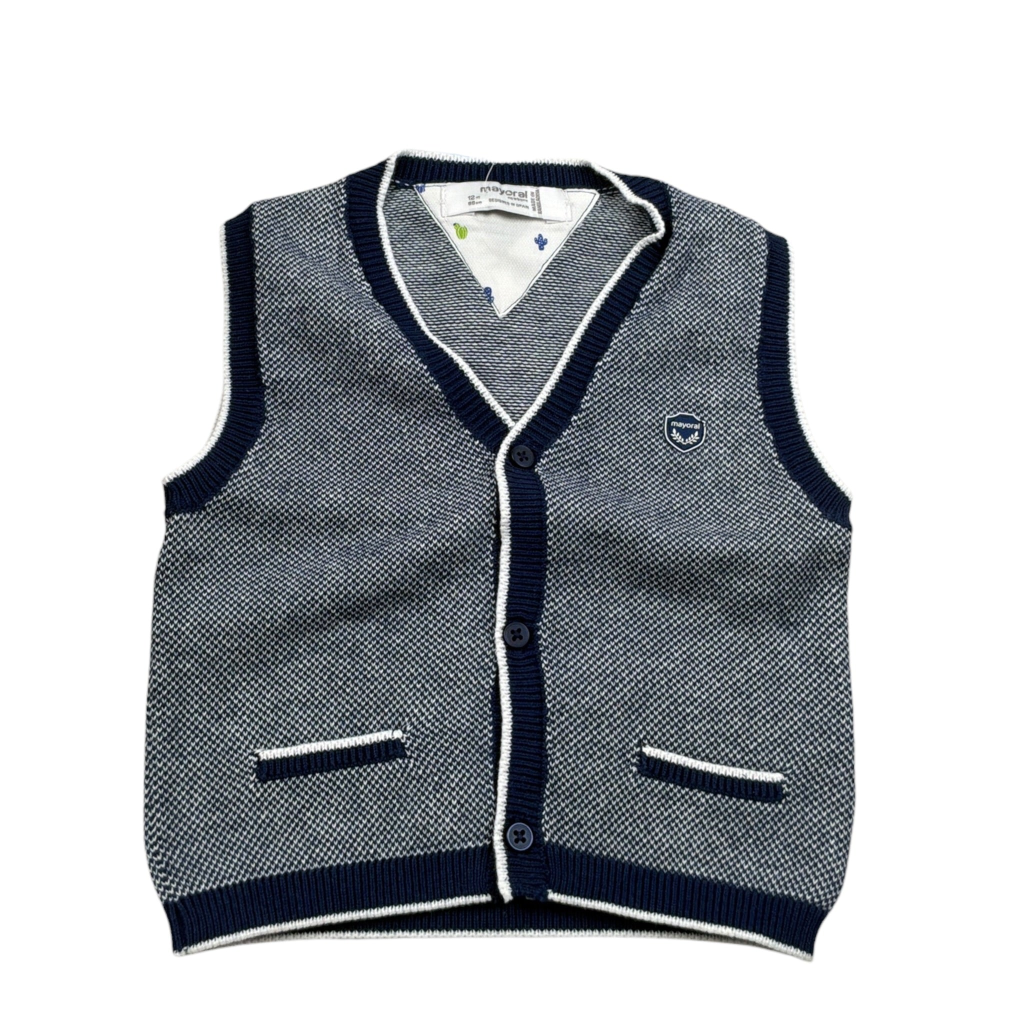 Mayoral Gilet tinta unita con Profili In Contrasto Blu per Neonato 1312 BLU MAYORAL 