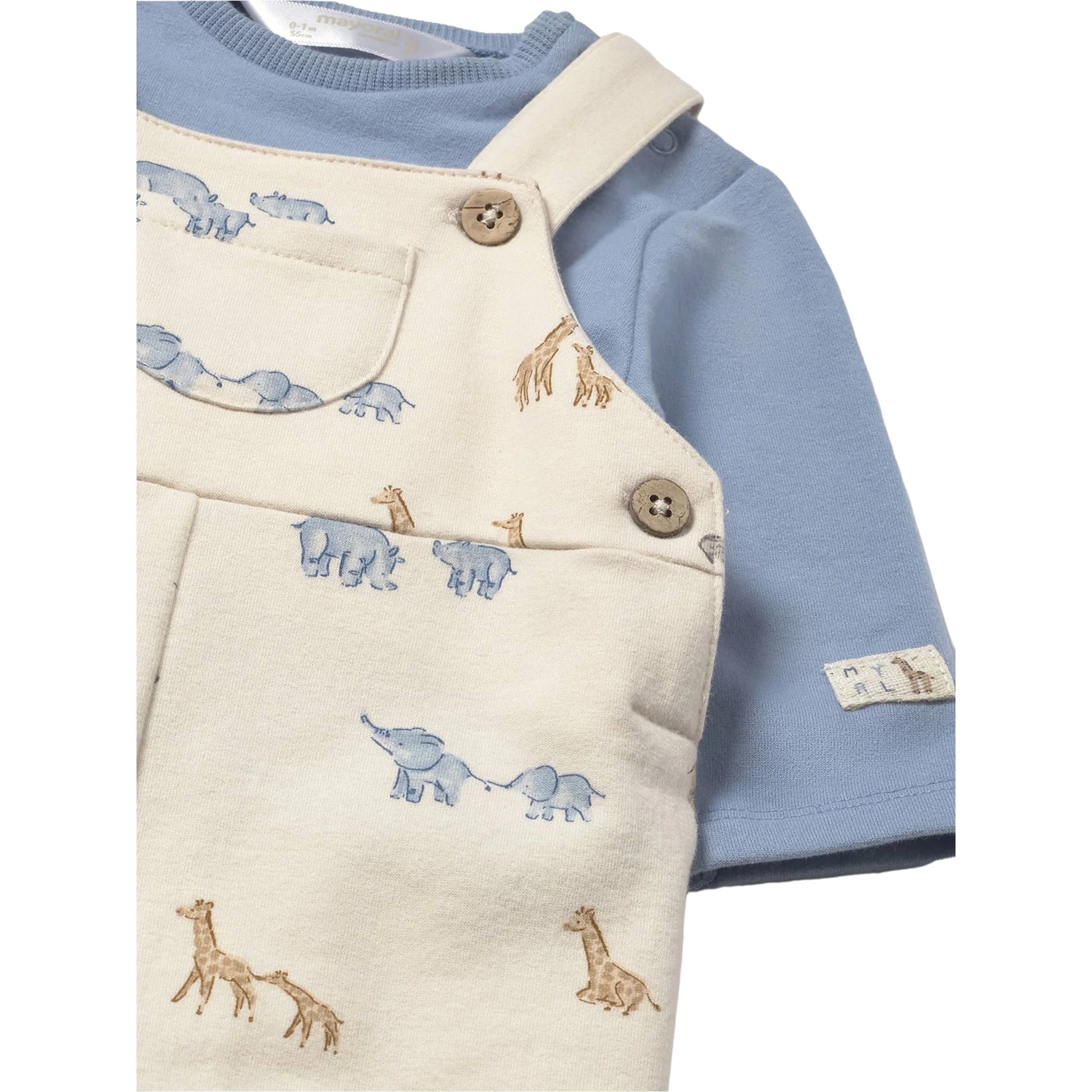Mayoral Completo 2Pz Salopette-Shirt Beige per Neonato 2618 BEIGE MAYORAL 