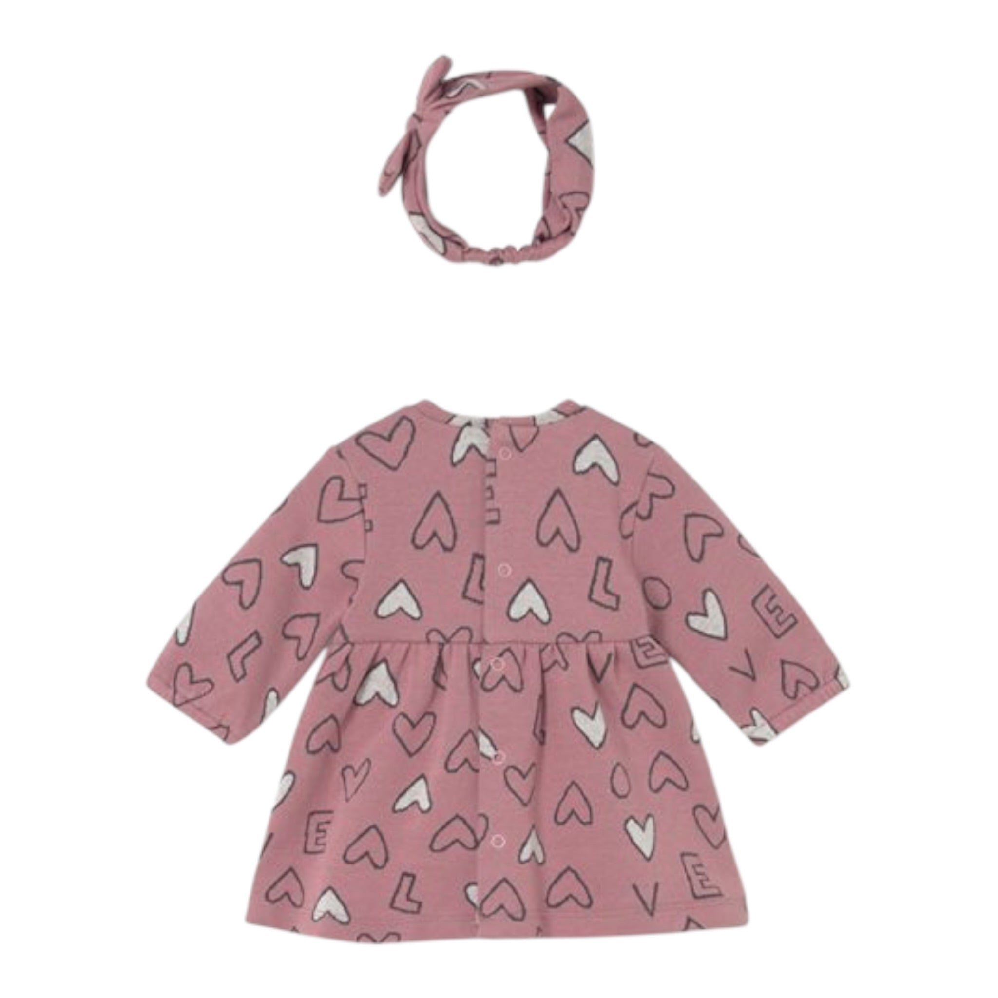 Mayoral Abito Set con Fascia tinta unita con Stampa Rosa per Neonata 2825 ROSA MAYORAL 